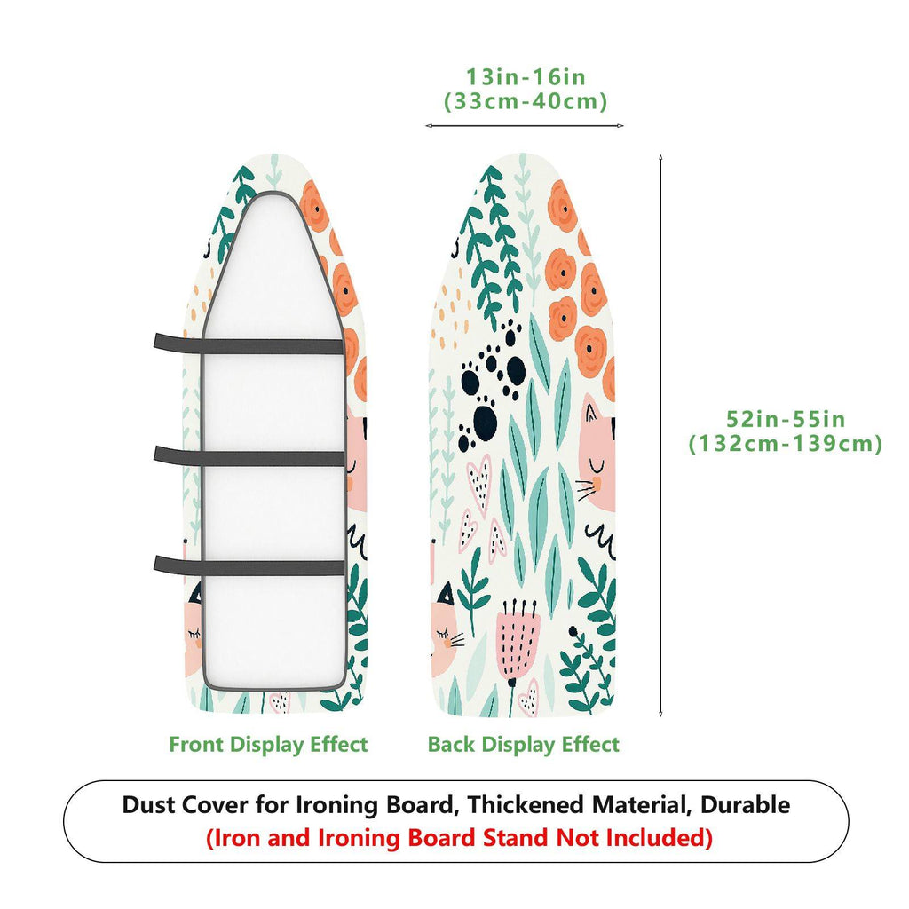 1-Piece Cat Floral Leaf  Ironing Board Cover, Universal Size, Without Board