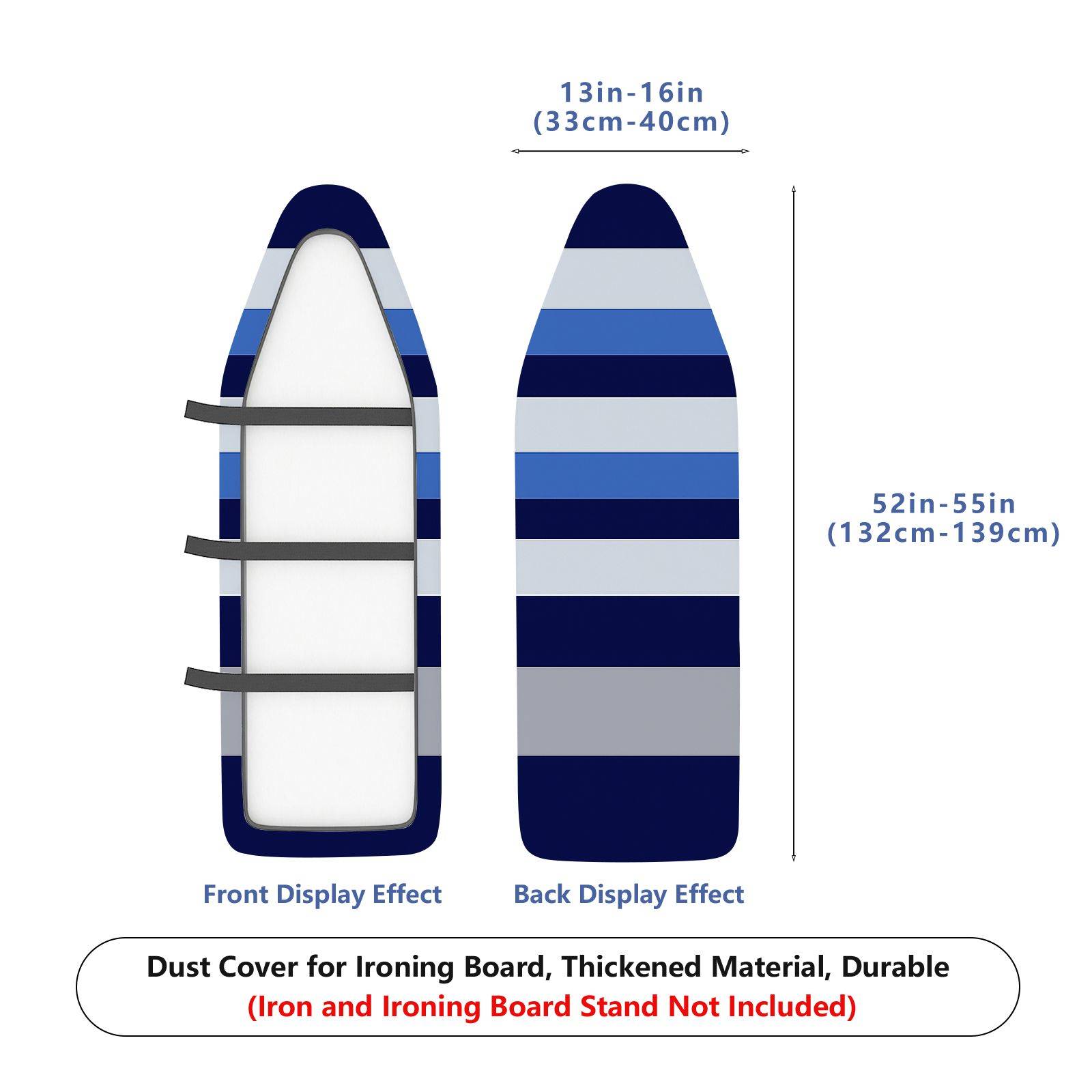1-Piece Striped Blue White  Ironing Board Cover, Universal Size, Without Board