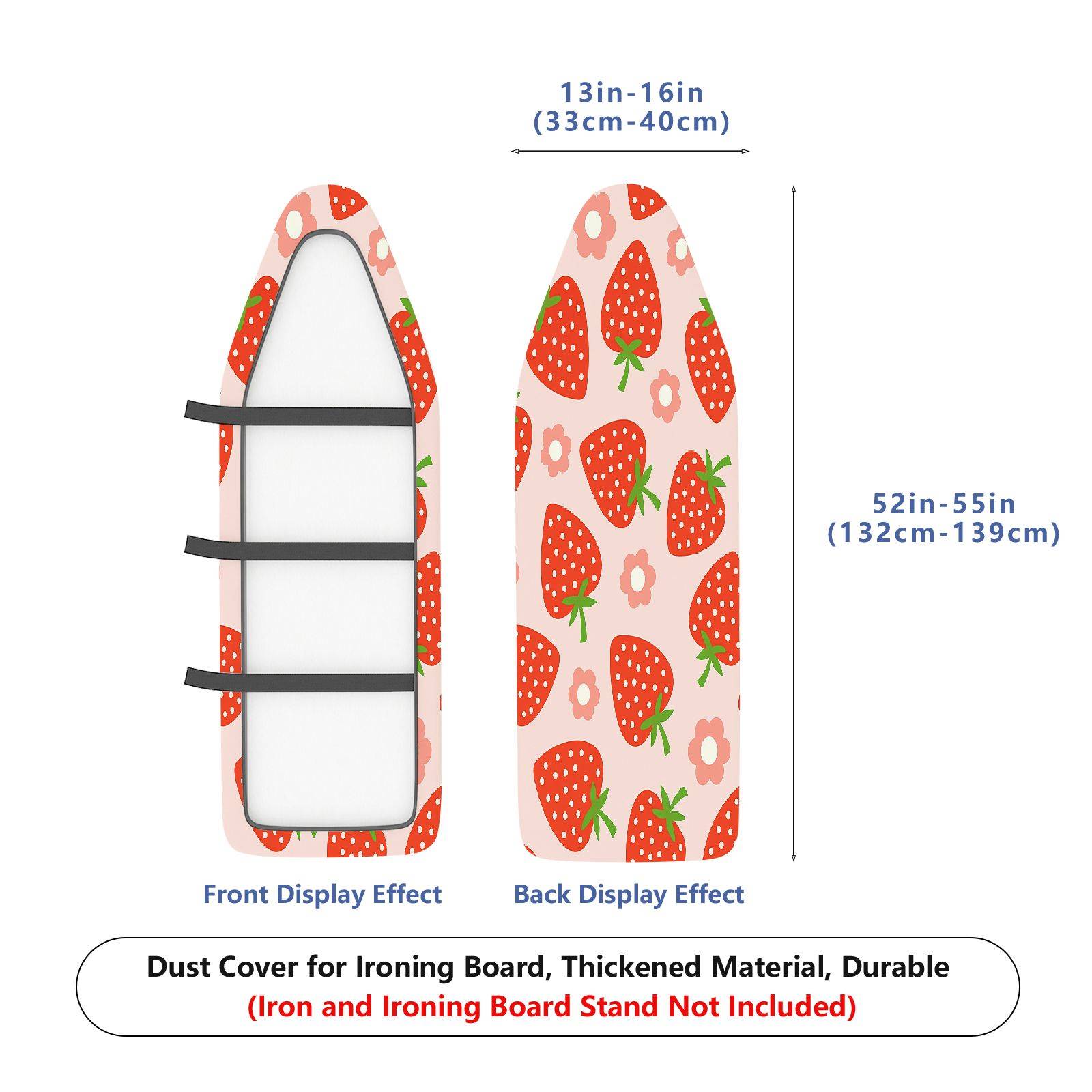 1-Piece Strawberry Floral Fruit  Ironing Board Cover, Universal Size, Without Board