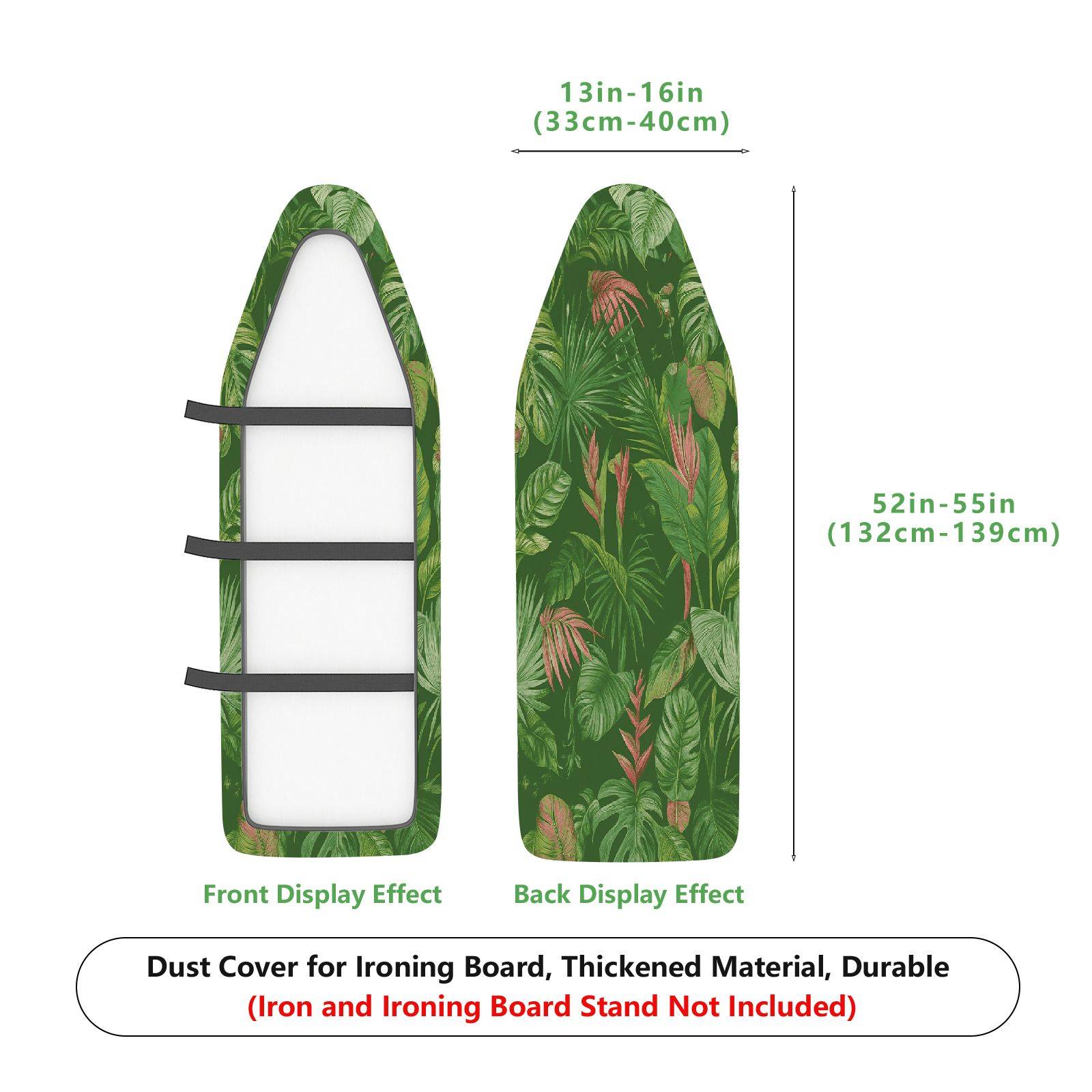 1-Piece Tropical Leaf Green Botanical  Ironing Board Cover, Universal Size, Without Board