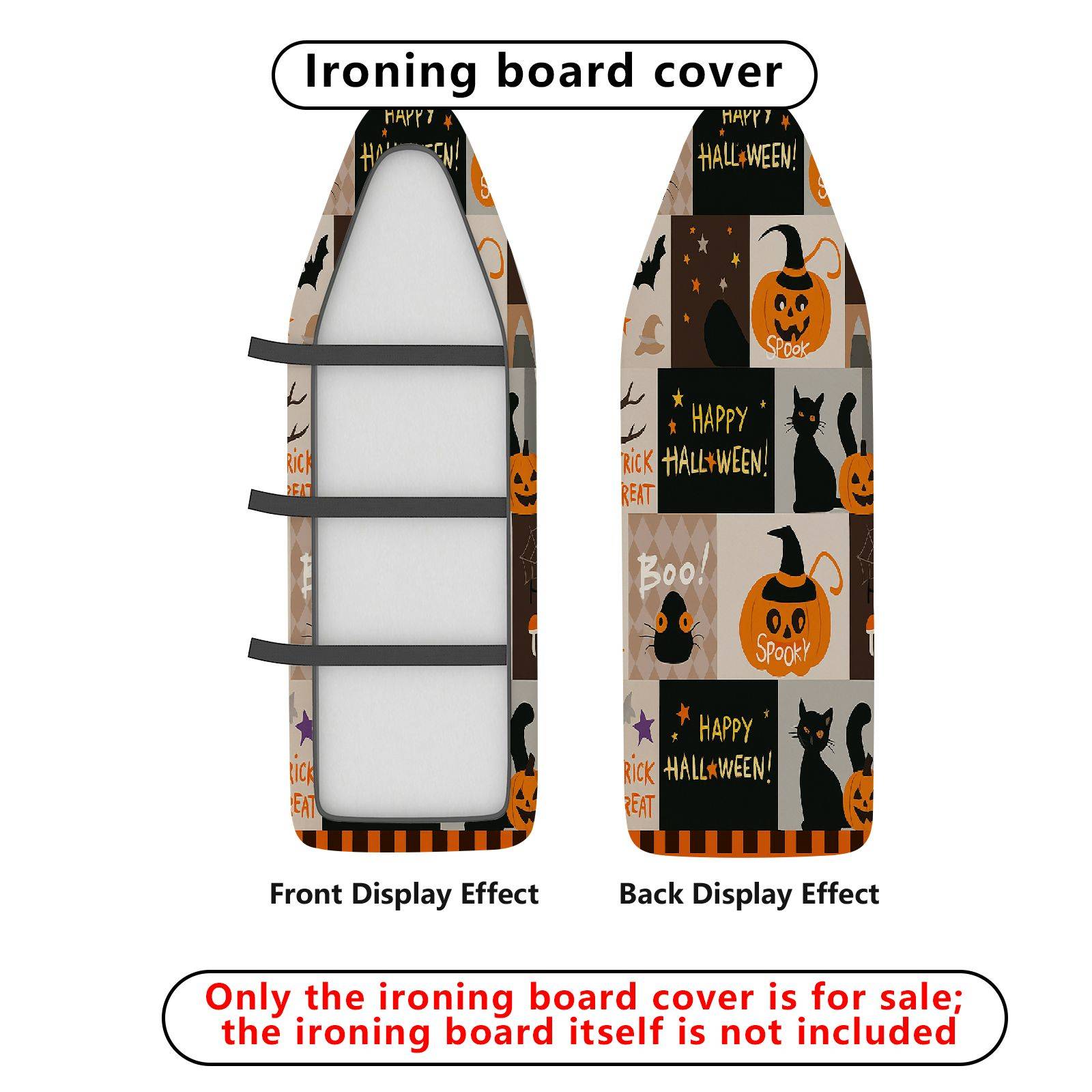 1-Piece Halloween Pumpkin Cat  Ironing Board Cover, Universal Size, Without Board