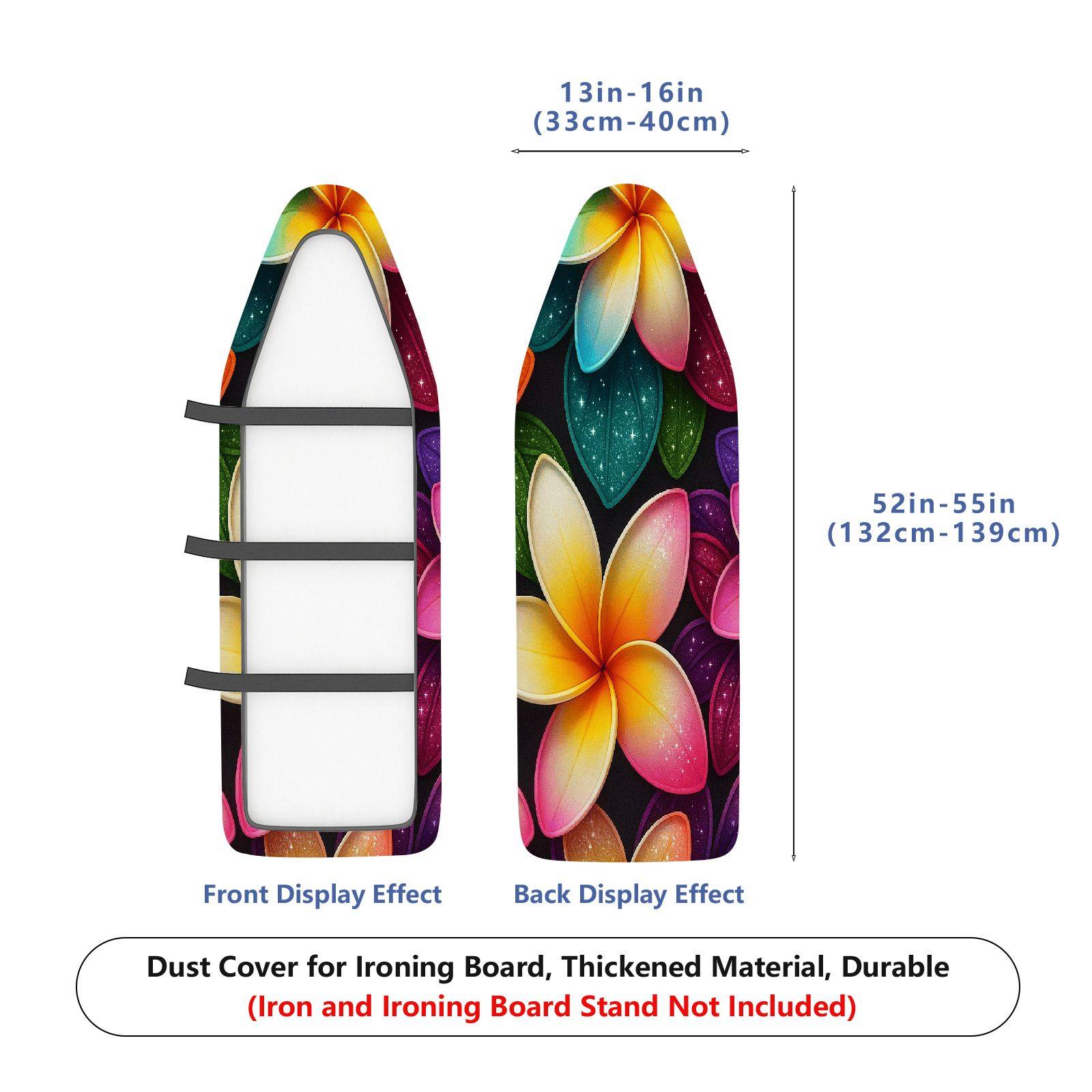 1-Piece Vibrant Floral Colorful Tropical  Ironing Board Cover, Universal Size, Without Board
