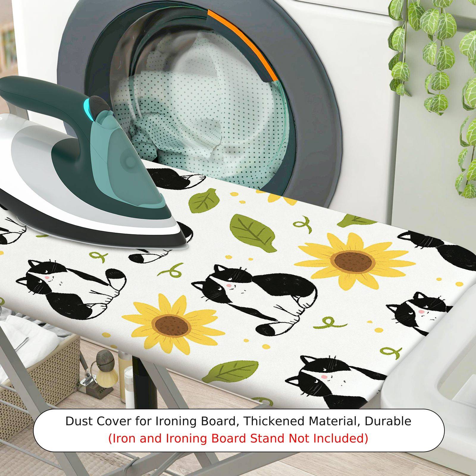 1-Piece Cat Sunflower Leaf  Ironing Board Cover, Universal Size, Without Board