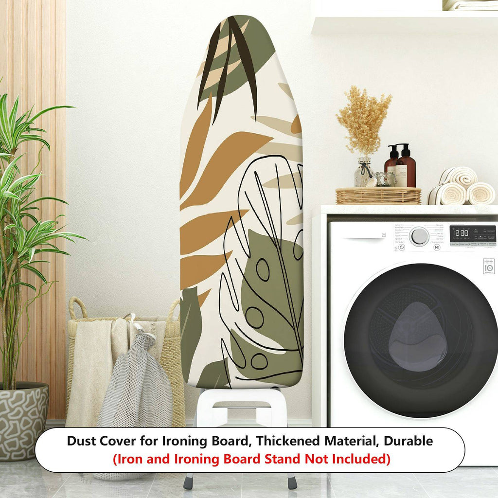 1-Piece Tropical Leaf Abstract Art Green  Ironing Board Cover, Universal Size, Without Board