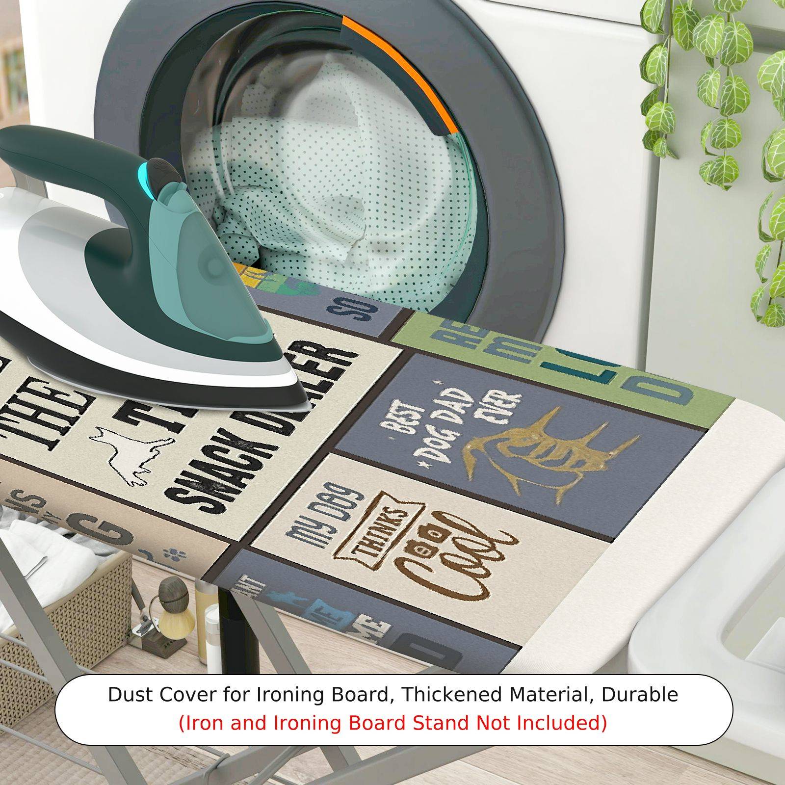 1-Piece Dog Dad Snack Dealer Text  Ironing Board Cover, Universal Size, Without Board