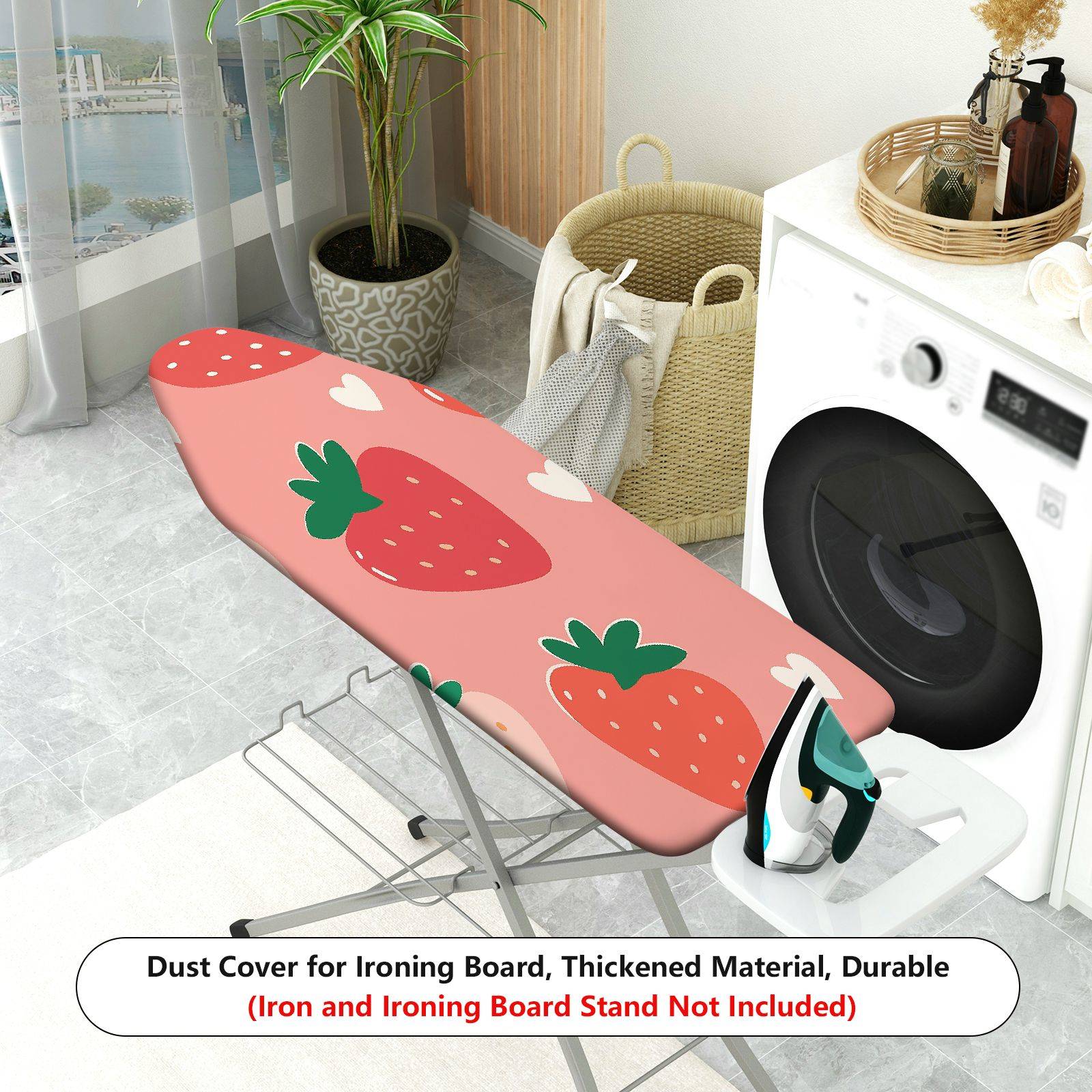 1-Piece Strawberry Heart Pink  Ironing Board Cover, Universal Size, Without Board