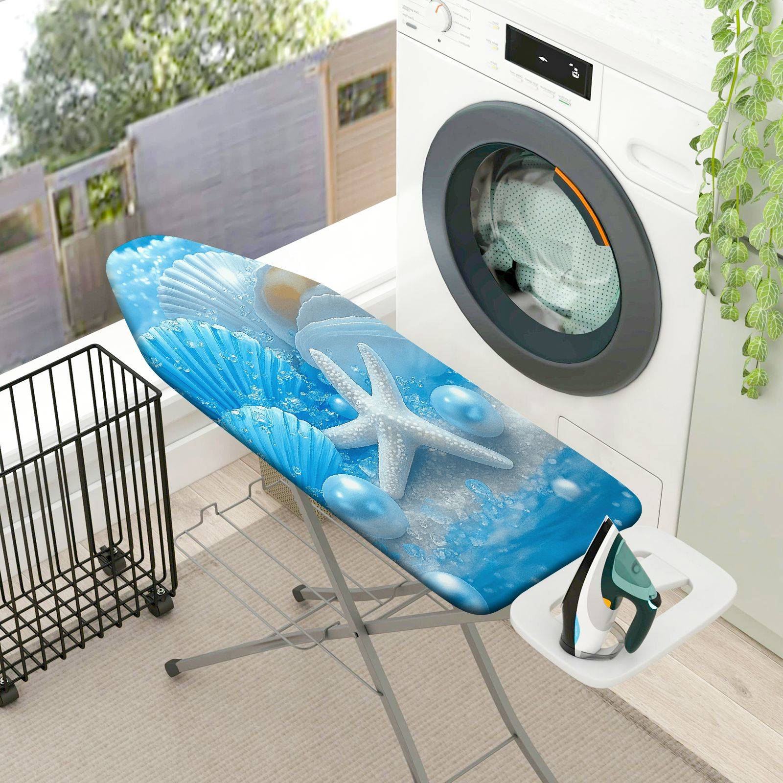 1-Piece Shell Starfish Ocean  Ironing Board Cover, Universal Size, Without Board