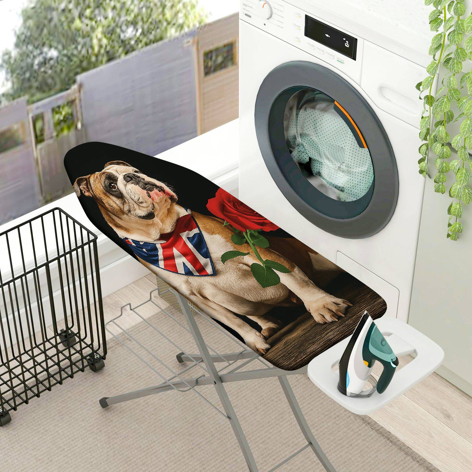 1-Piece Bulldog Union Jack Rose  Ironing Board Cover, Universal Size, Without Board