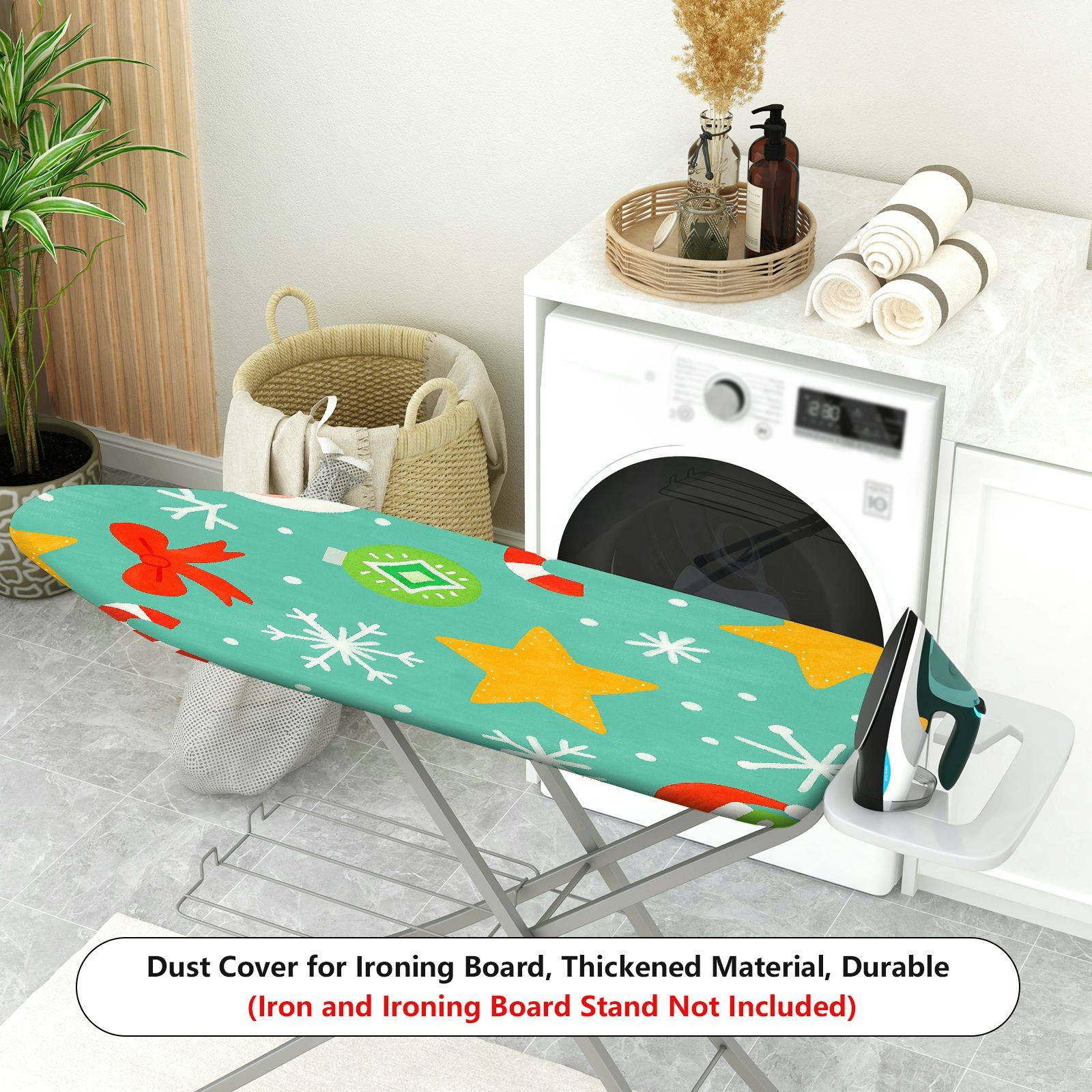 1-Piece Christmas Snowflake Santa  Ironing Board Cover, Universal Size, Without Board