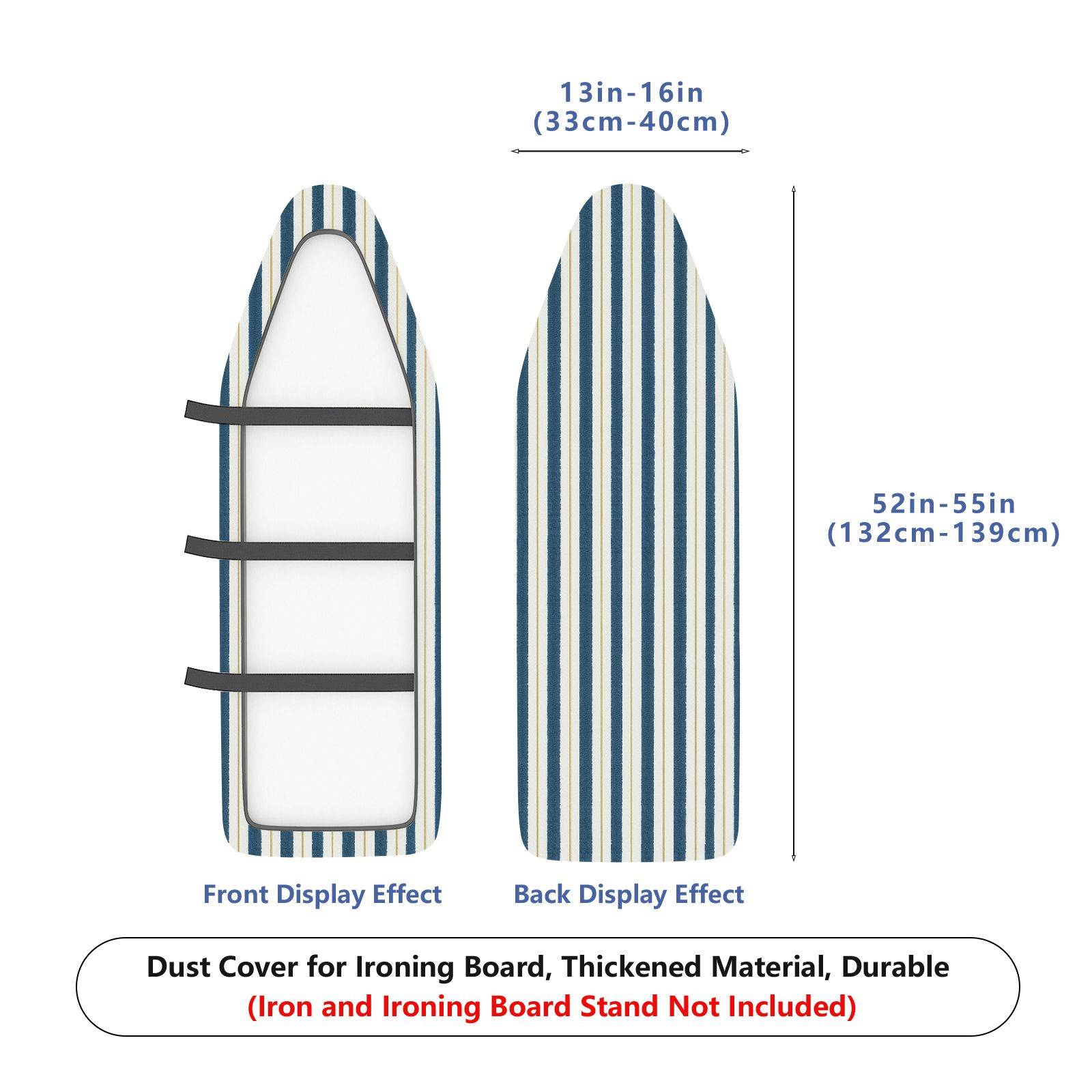 1-Piece Striped Design Navy Blue Pattern Neutral  Ironing Board Cover, Universal Size, Without Board