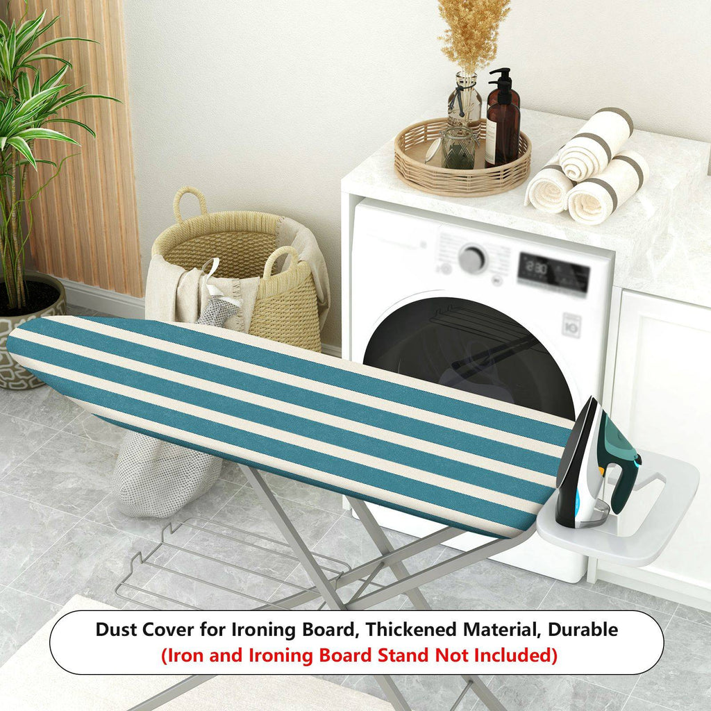1-Piece Striped Blue White Minimalist  Ironing Board Cover, Universal Size, Without Board