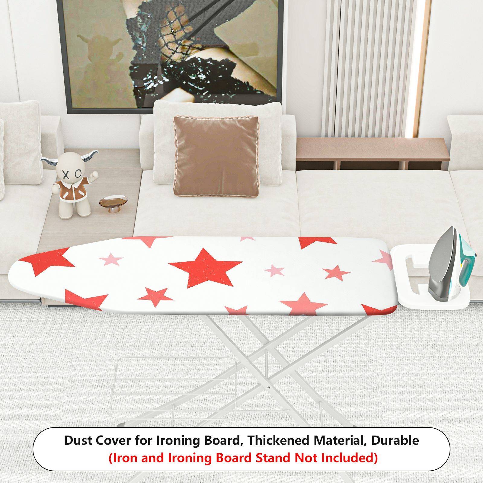 1-Piece Star Red Pattern White Background  Ironing Board Cover, Universal Size, Without Board