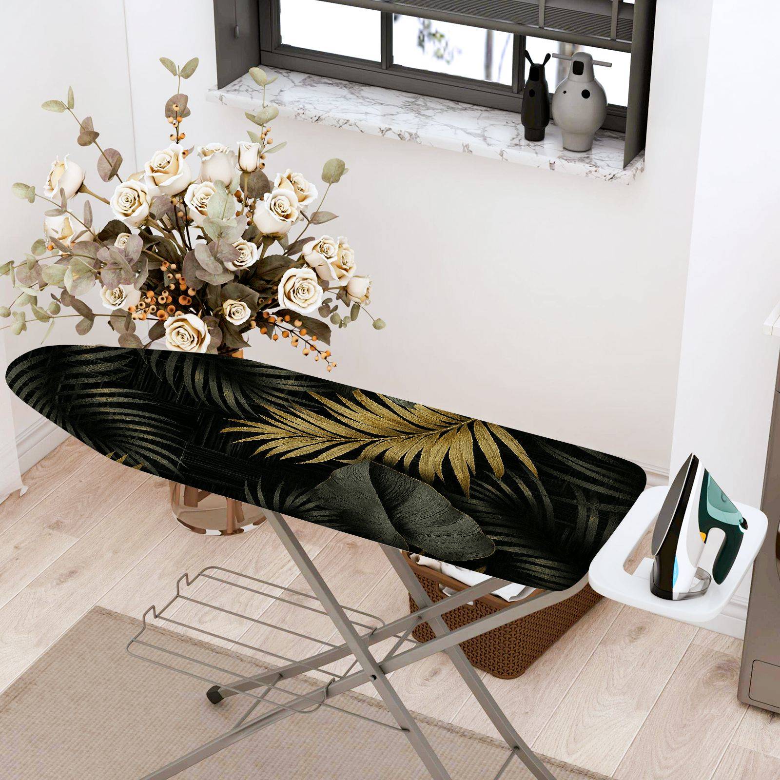 1-Piece Tropical Leaves Print Nature  Ironing Board Cover, Universal Size, Without Board