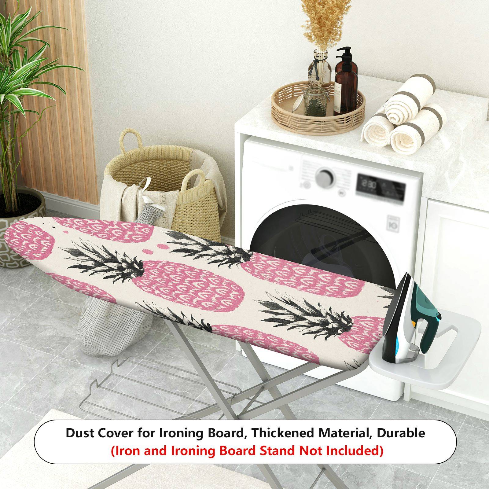 1-Piece Pink Pineapple Tropical Fruit Pattern  Ironing Board Cover, Universal Size, Without Board