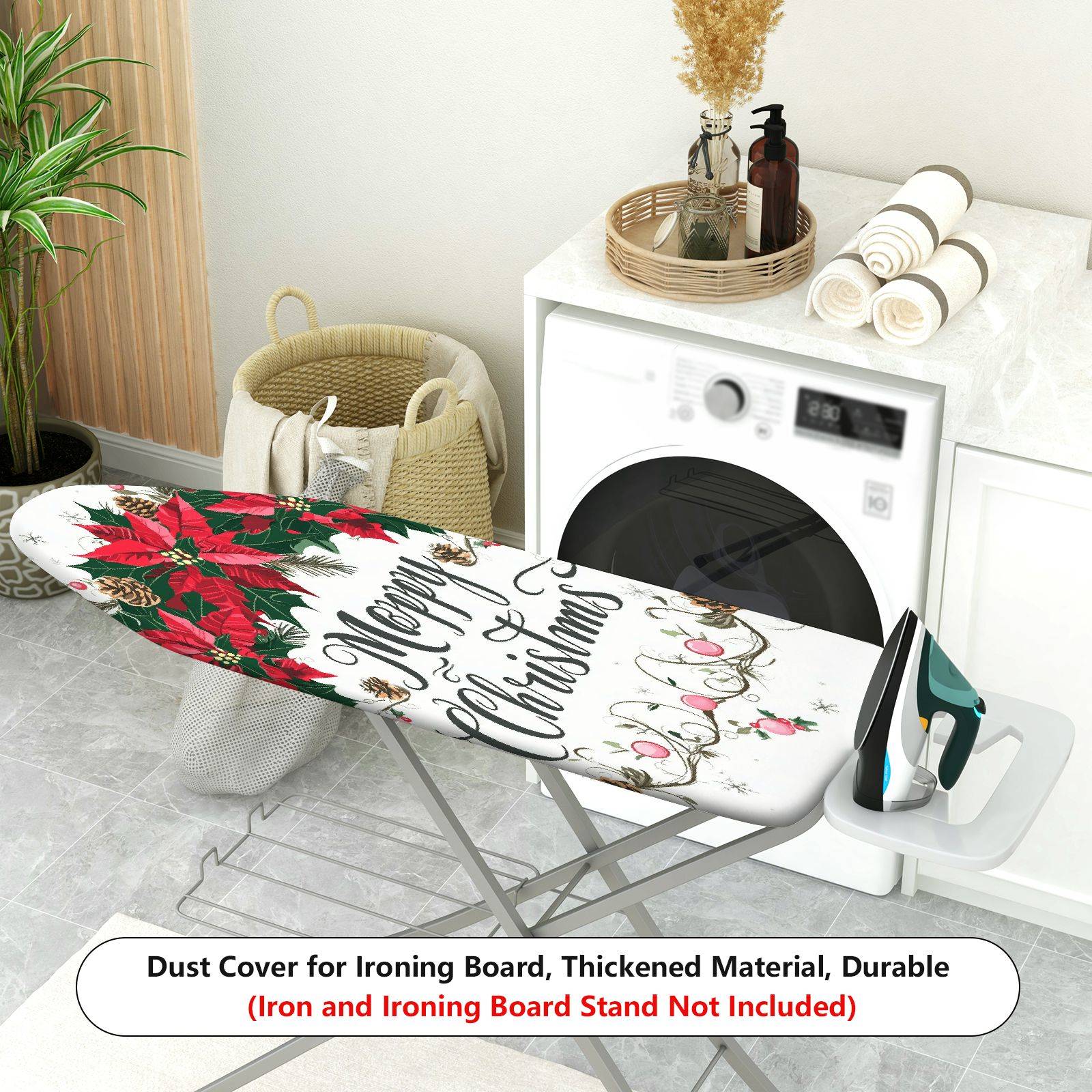 1-Piece Christmas Decoration Floral Happy Holidays  Ironing Board Cover, Universal Size, Without Board