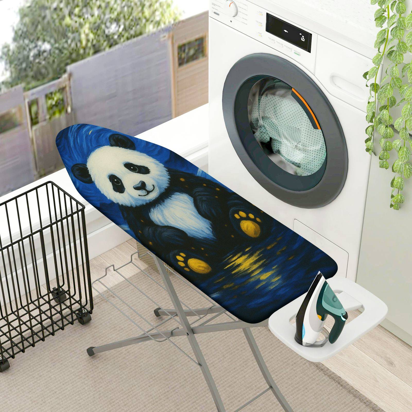 1-Piece Panda Starry Night Fun  Ironing Board Cover, Universal Size, Without Board
