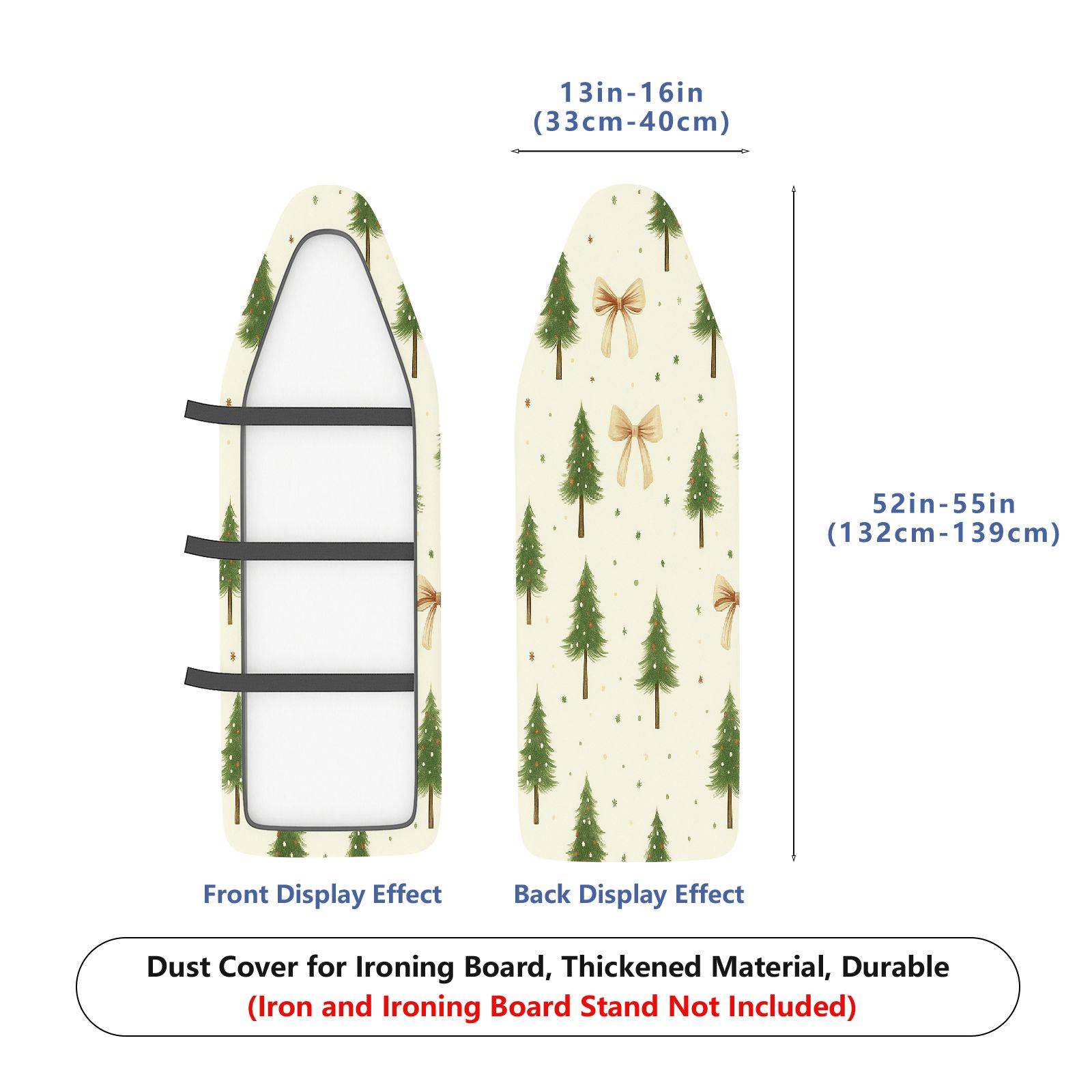 1-Piece Christmas Tree Golden Bow Decorative  Ironing Board Cover, Universal Size, Without Board