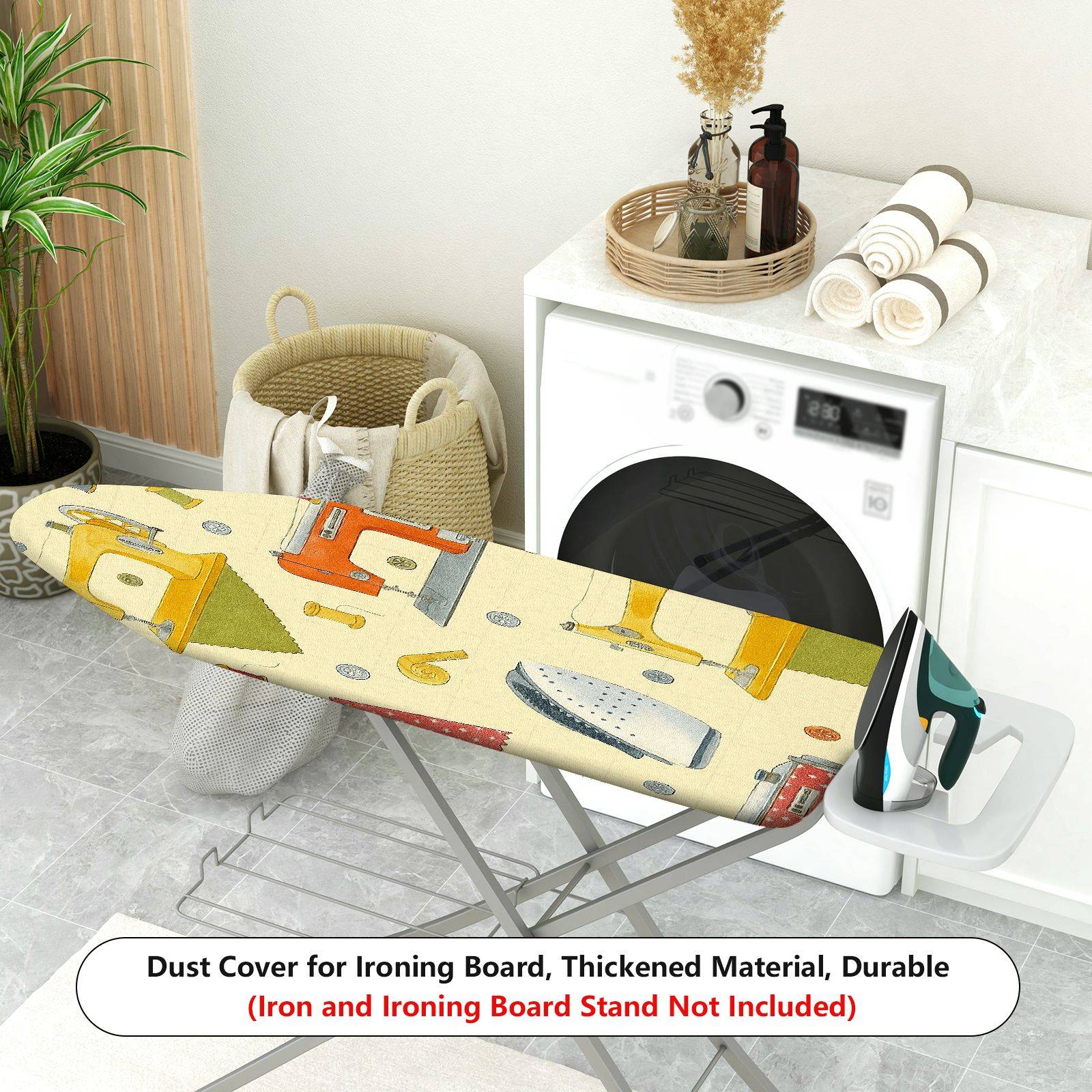 1-Piece Sewing Machine Pattern Retro Style Colorful Design  Ironing Board Cover, Universal Size, Without Board