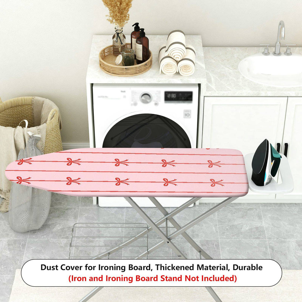 1-Piece Pink Bow Striped Pattern  Ironing Board Cover, Universal Size, Without Board