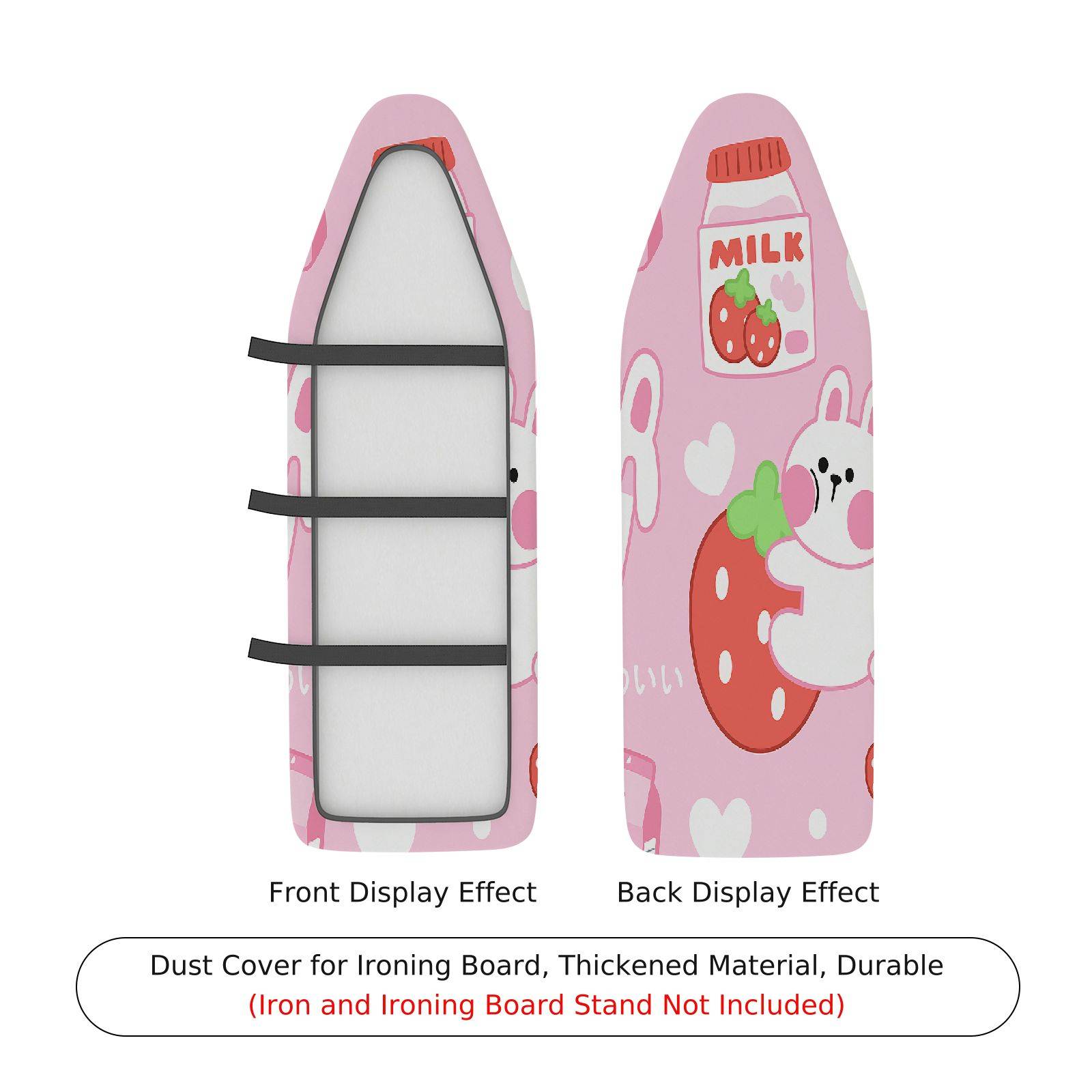 1-Piece Strawberry Milk Bunny  Ironing Board Cover, Universal Size, Without Board