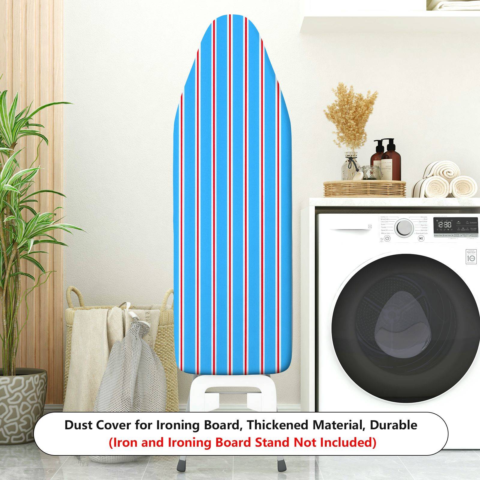 1-Piece Striped Blue Red White  Ironing Board Cover, Universal Size, Without Board