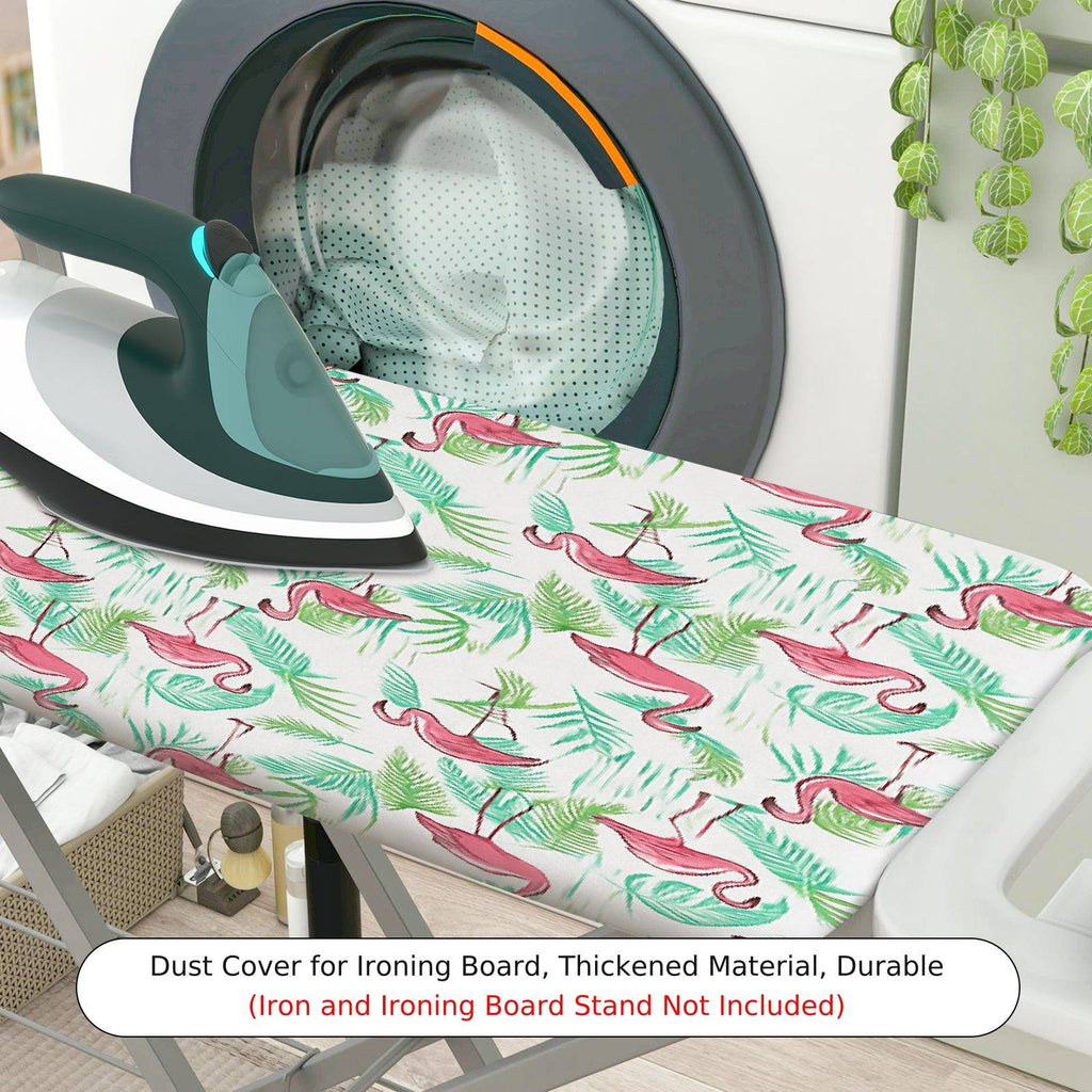 1-Piece Flamingo Green Tropical  Ironing Board Cover, Universal Size, Without Board