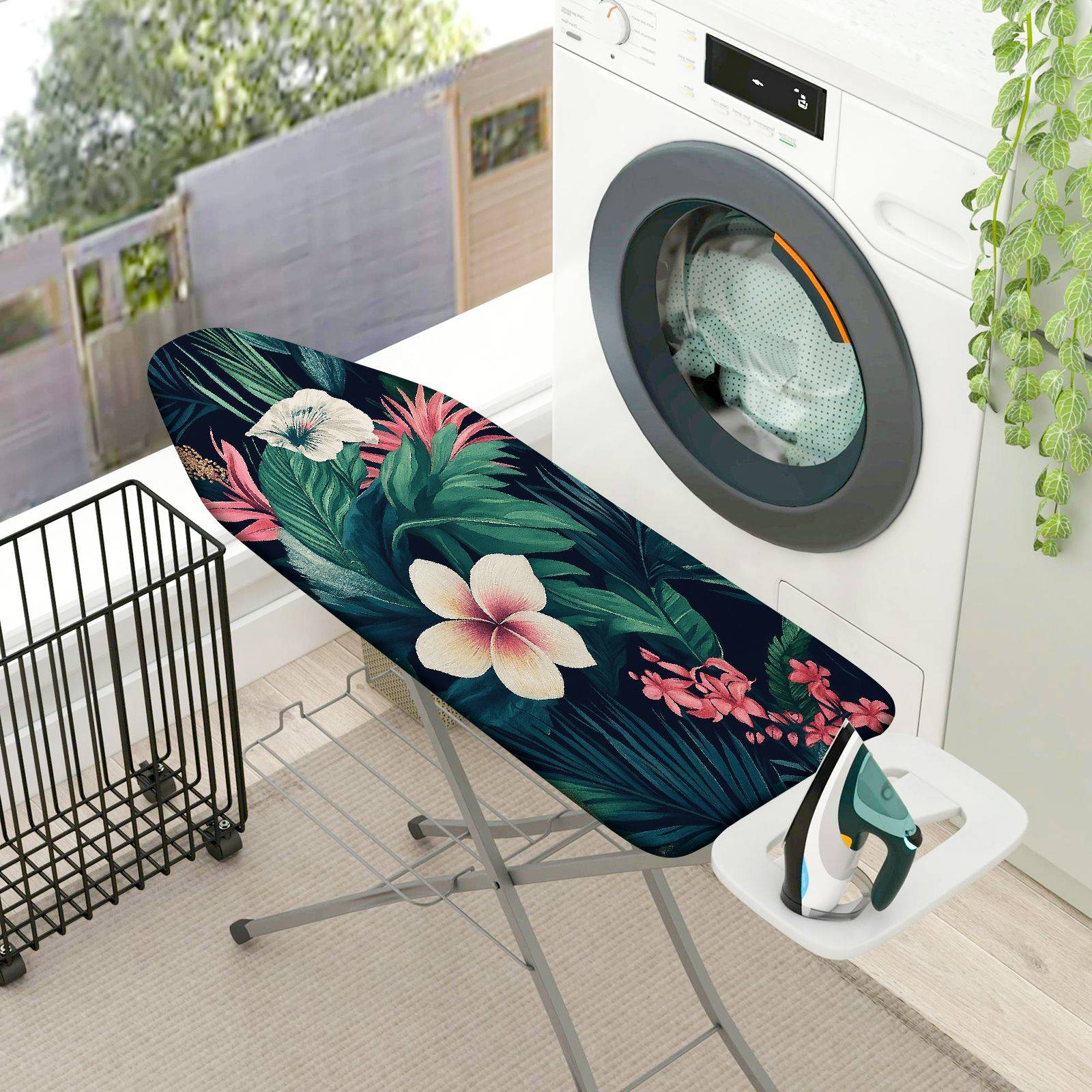 1-Piece Tropical Floral Leaf  Ironing Board Cover, Universal Size, Without Board