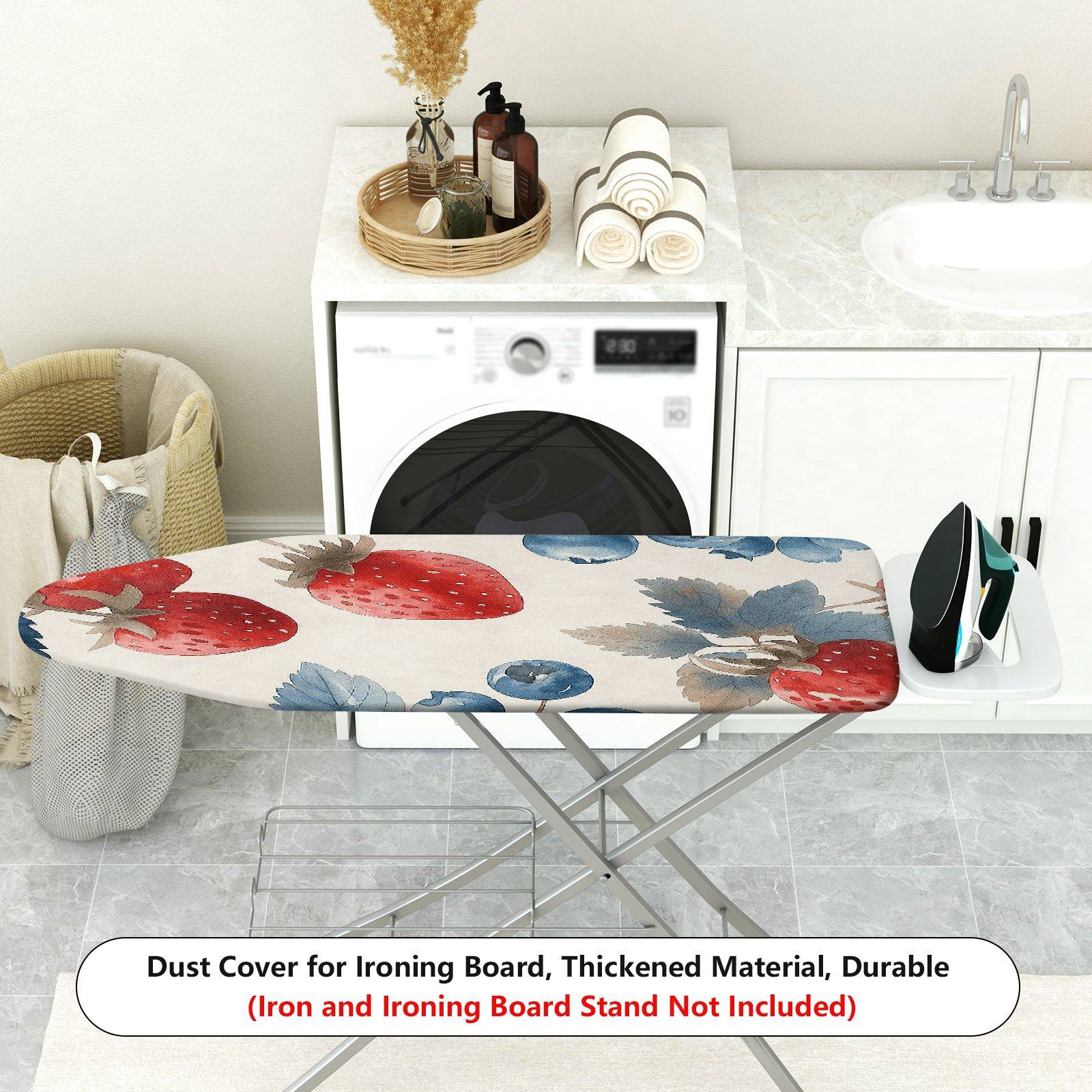 1-Piece Strawberry Blueberry Fruit  Ironing Board Cover, Universal Size, Without Board