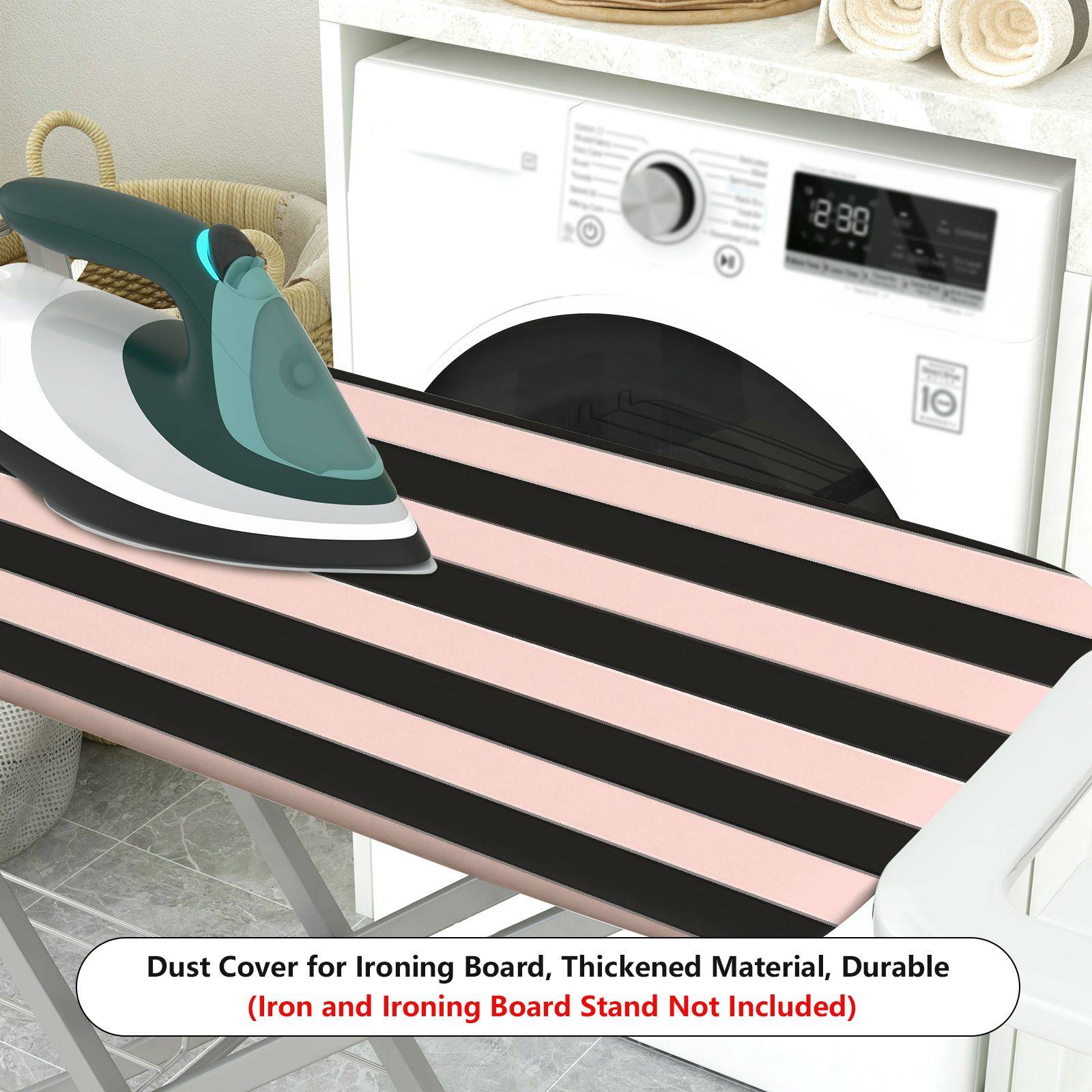 1-Piece Black Pink Striped Modern  Ironing Board Cover, Universal Size, Without Board