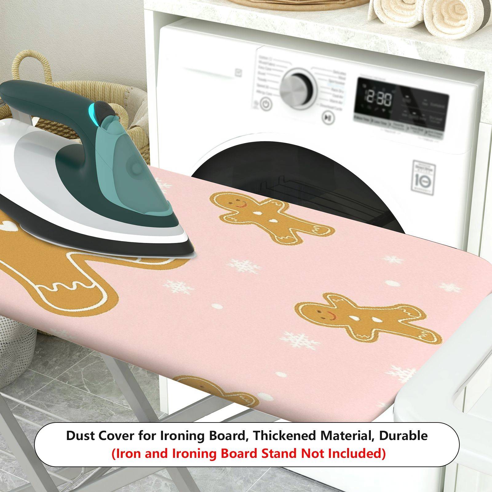 1-Piece Christmas Gingerbread Snowflake  Ironing Board Cover, Universal Size, Without Board