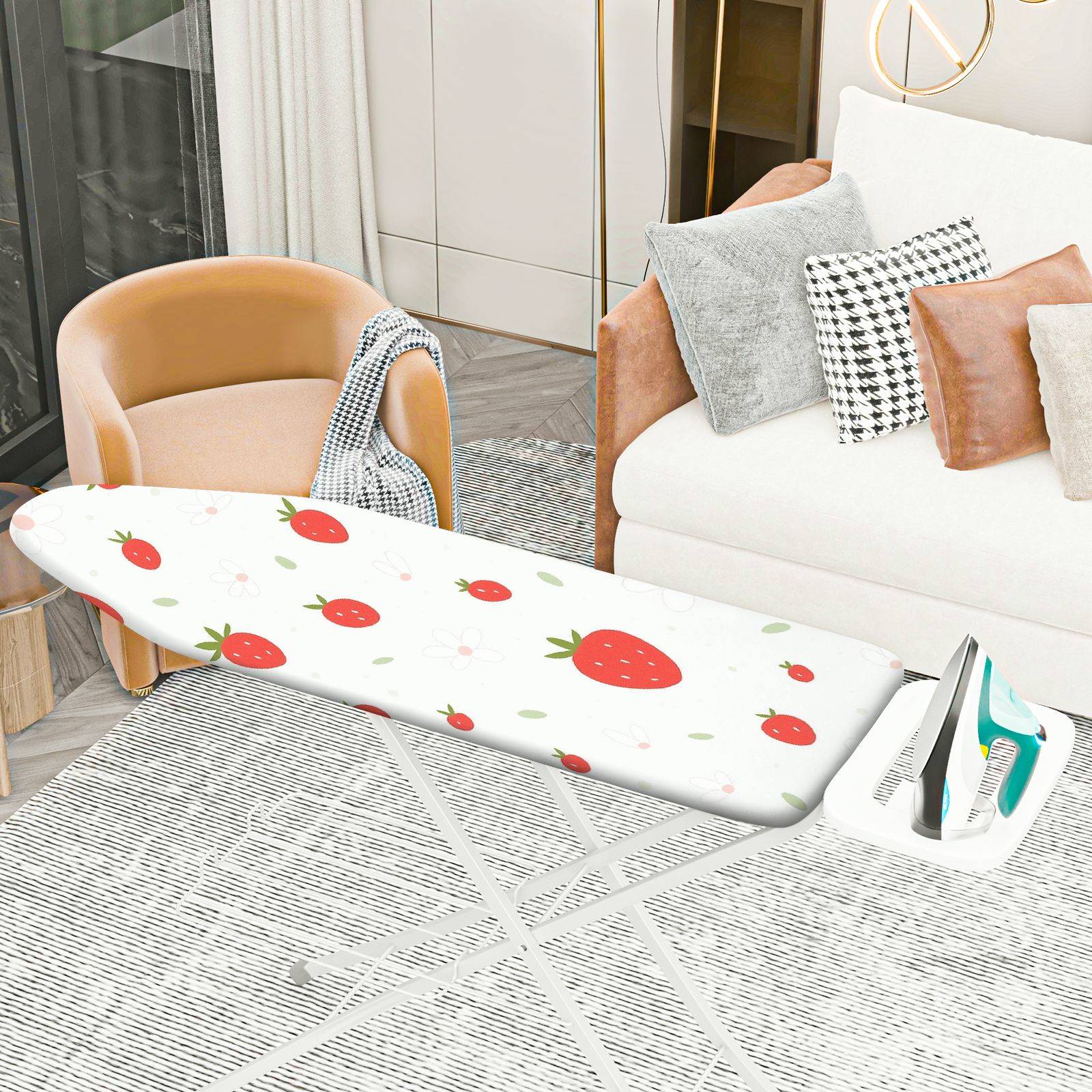 1-Piece Strawberry Floral Fresh  Ironing Board Cover, Universal Size, Without Board