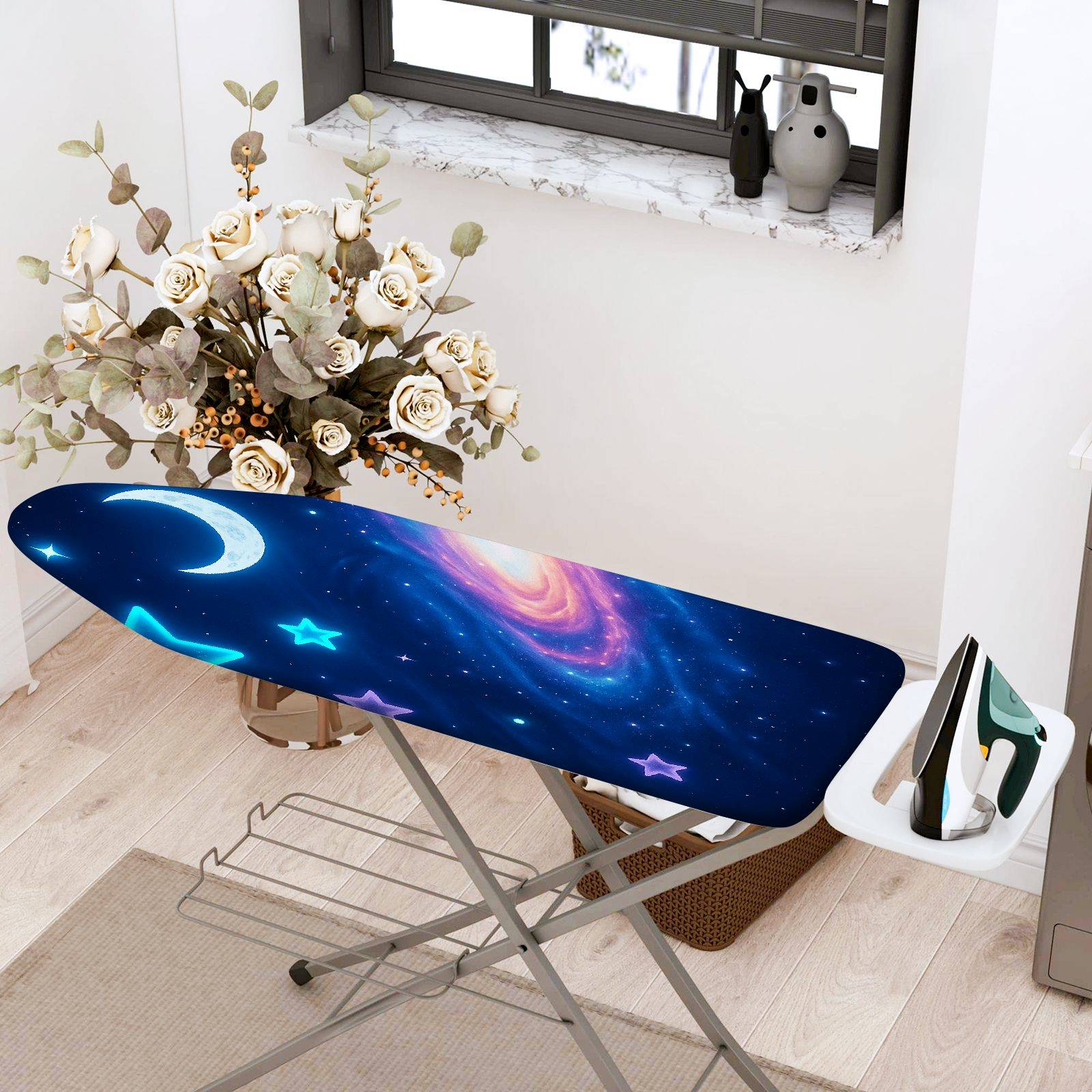1-Piece Galaxy Stars Moon  Ironing Board Cover, Universal Size, Without Board