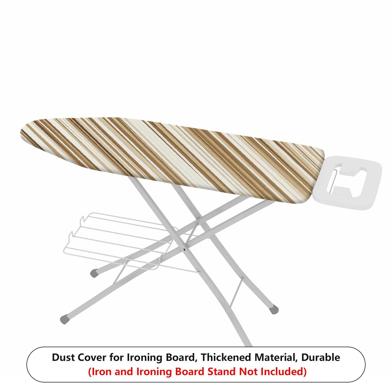 1-Piece Striped Beige Brown Pattern  Ironing Board Cover, Universal Size, Without Board