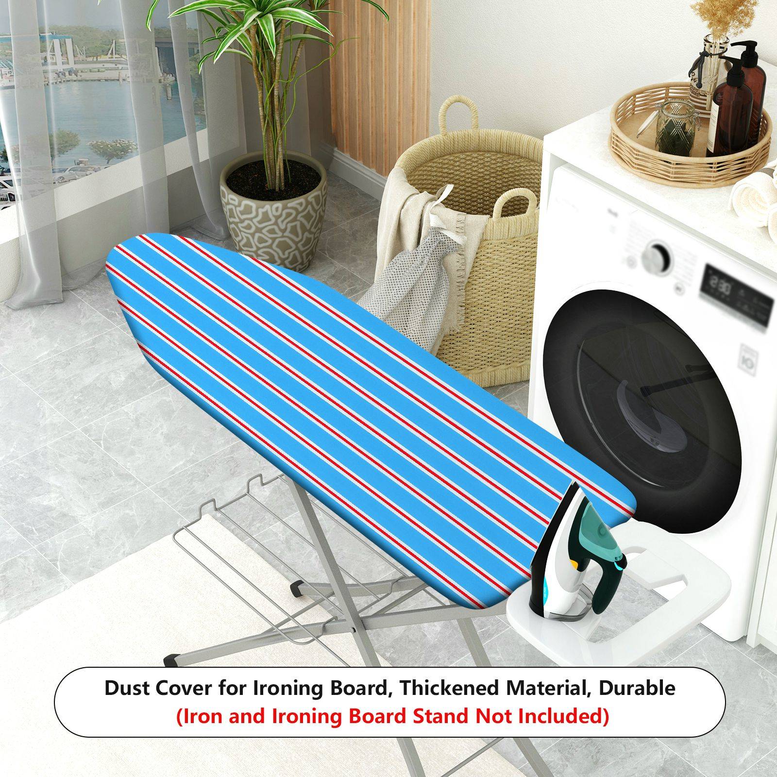 1-Piece Striped Blue Red White  Ironing Board Cover, Universal Size, Without Board