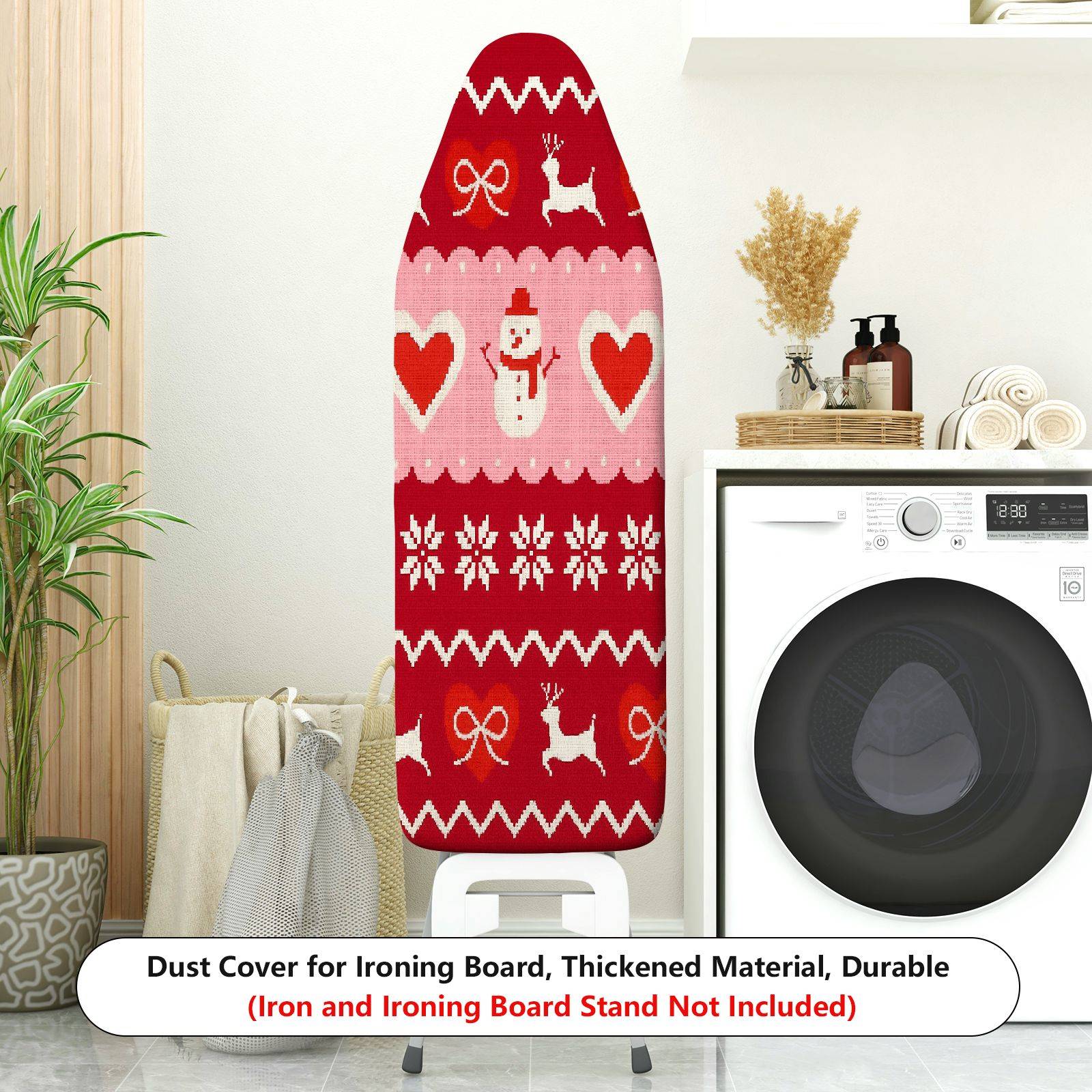 1-Piece Christmas Snowman Hearts  Ironing Board Cover, Universal Size, Without Board