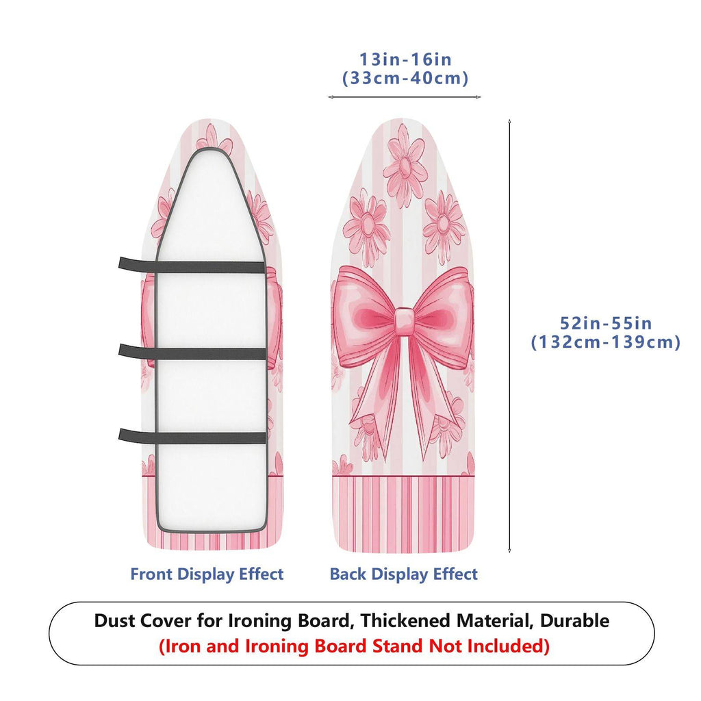 1-Piece Pink Bow Daisy Striped  Ironing Board Cover, Universal Size, Without Board