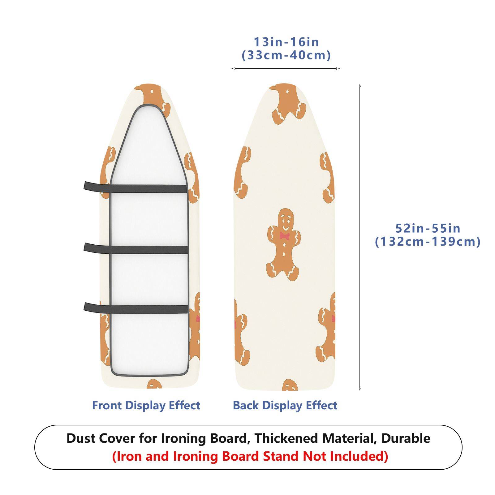 1-Piece Gingerbread Christmas Decorative  Ironing Board Cover, Universal Size, Without Board