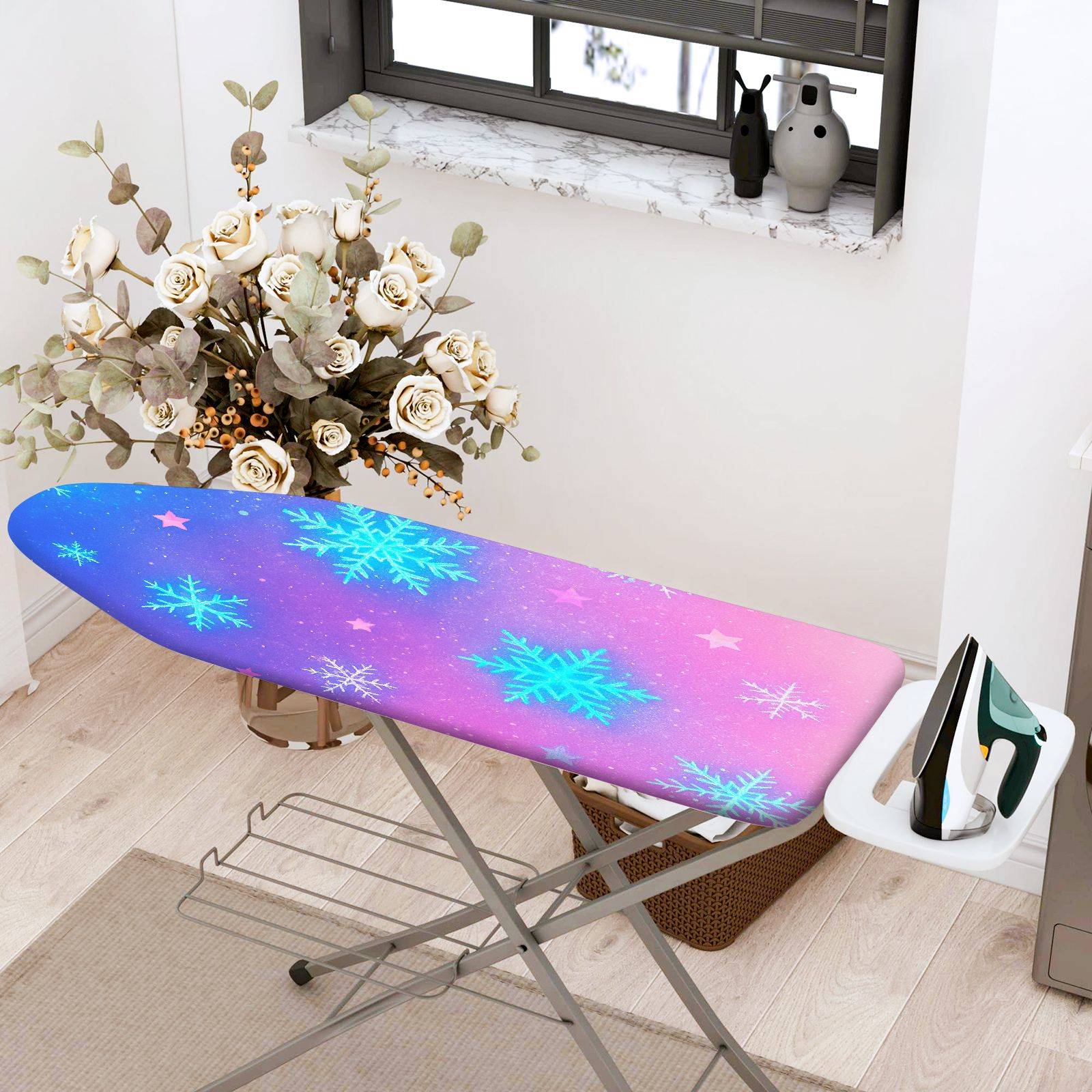 1-Piece Snowflake Star Galaxy  Ironing Board Cover, Universal Size, Without Board