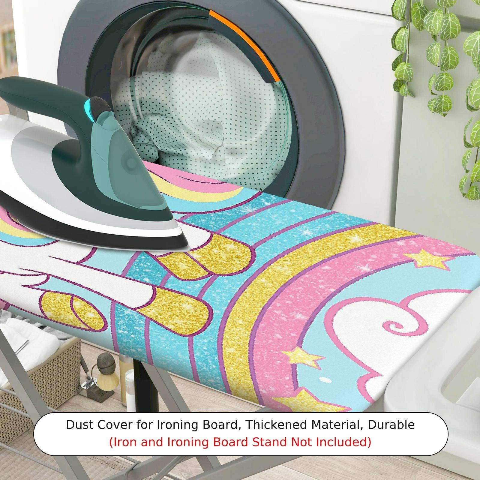 1-Piece Unicorn Rainbow Stars  Ironing Board Cover, Universal Size, Without Board