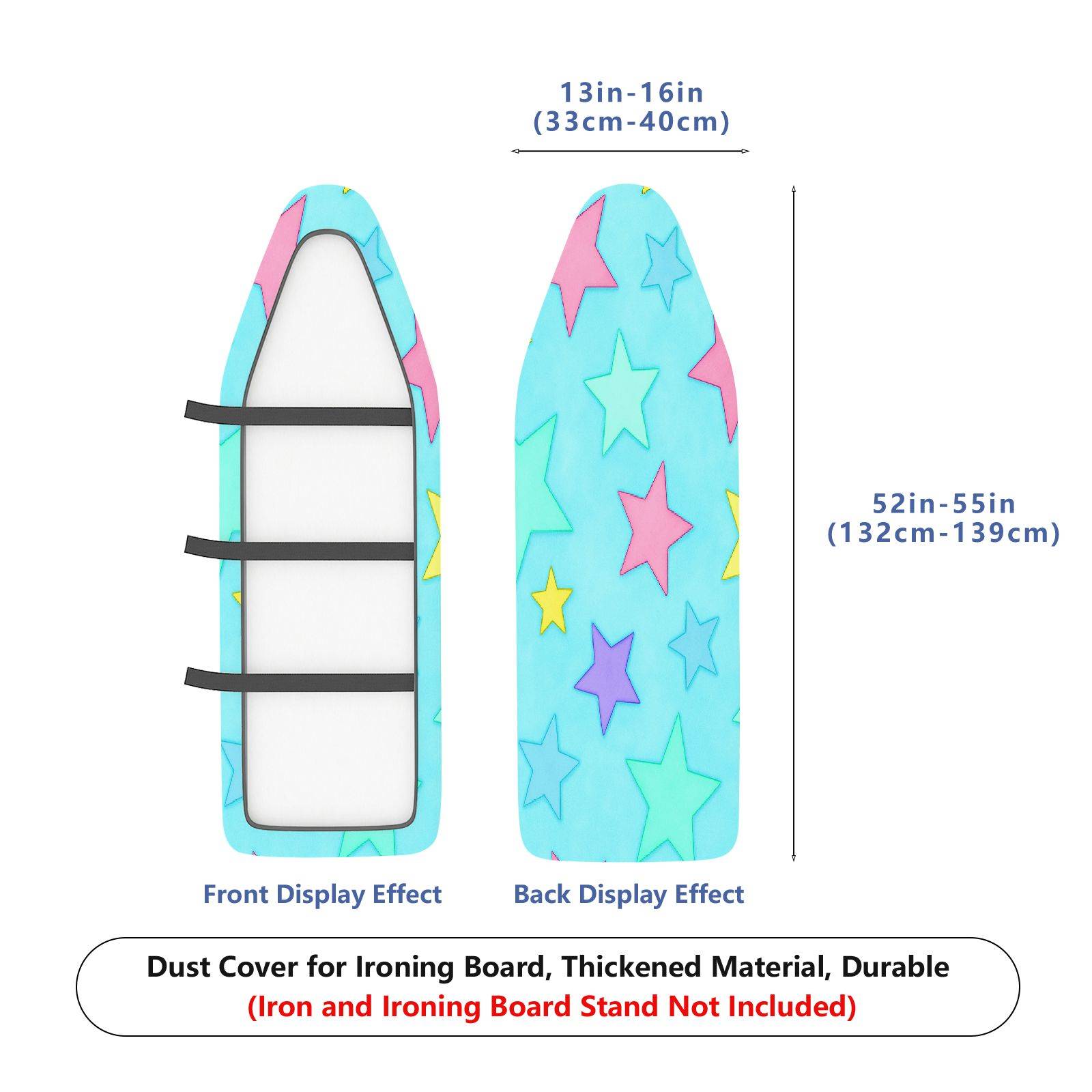 1-Piece Stars Multicolor Pastel  Ironing Board Cover, Universal Size, Without Board