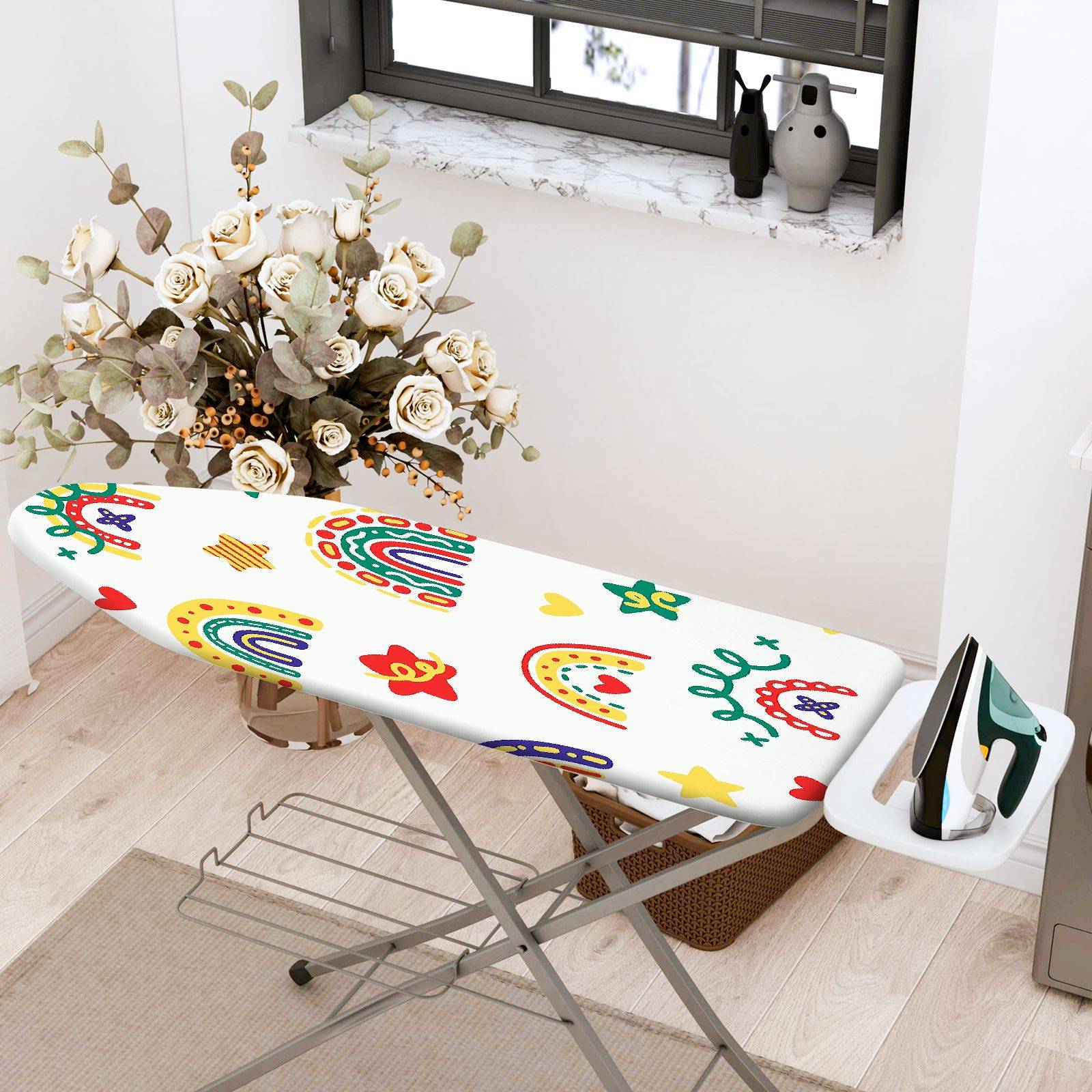 1-Piece Rainbow Star Heart  Ironing Board Cover, Universal Size, Without Board