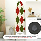 1-Piece Red Green Diamond Pattern Festive Christmas Theme  Ironing Board Cover, Universal Size, Without Board