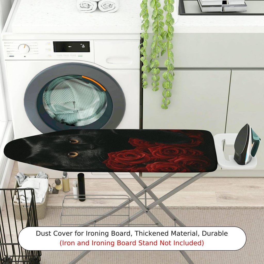 1-Piece Black Cat Rose Elegant  Ironing Board Cover, Universal Size, Without Board