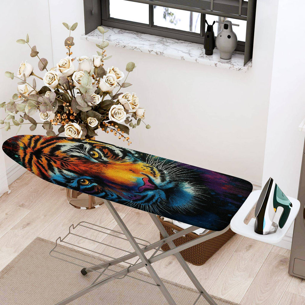 1-Piece Tiger Art Colorful Animal  Ironing Board Cover, Universal Size, Without Board