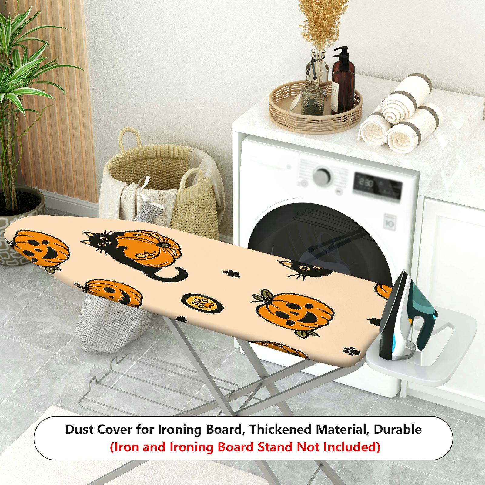 1-Piece Halloween Cat Pumpkin  Ironing Board Cover, Universal Size, Without Board