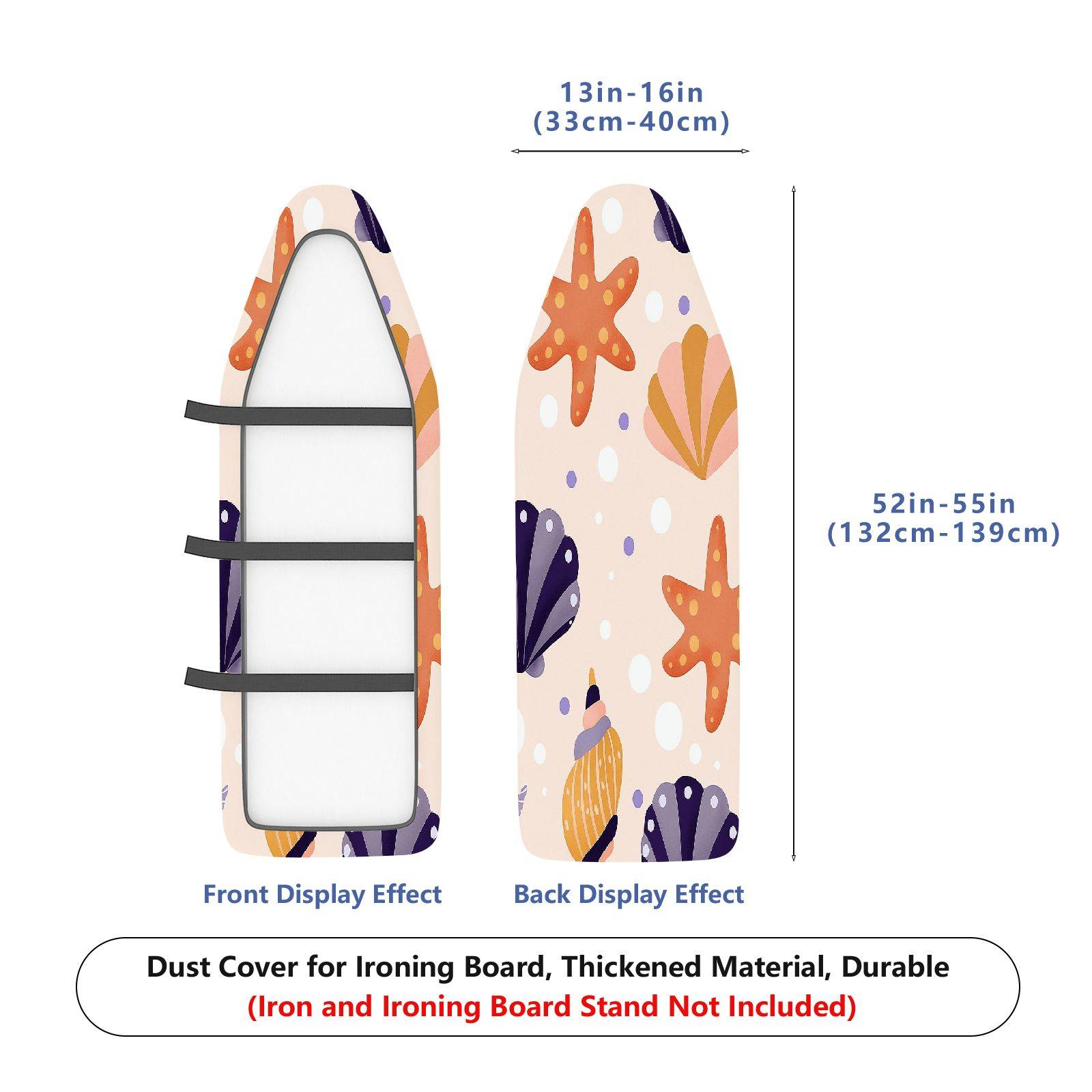 1-Piece Starfish Seashell Ocean  Ironing Board Cover, Universal Size, Without Board