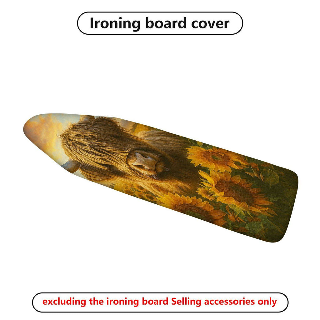 1-Piece Highland Cattle Sunflowers Rural  Ironing Board Cover, Universal Size, Without Board