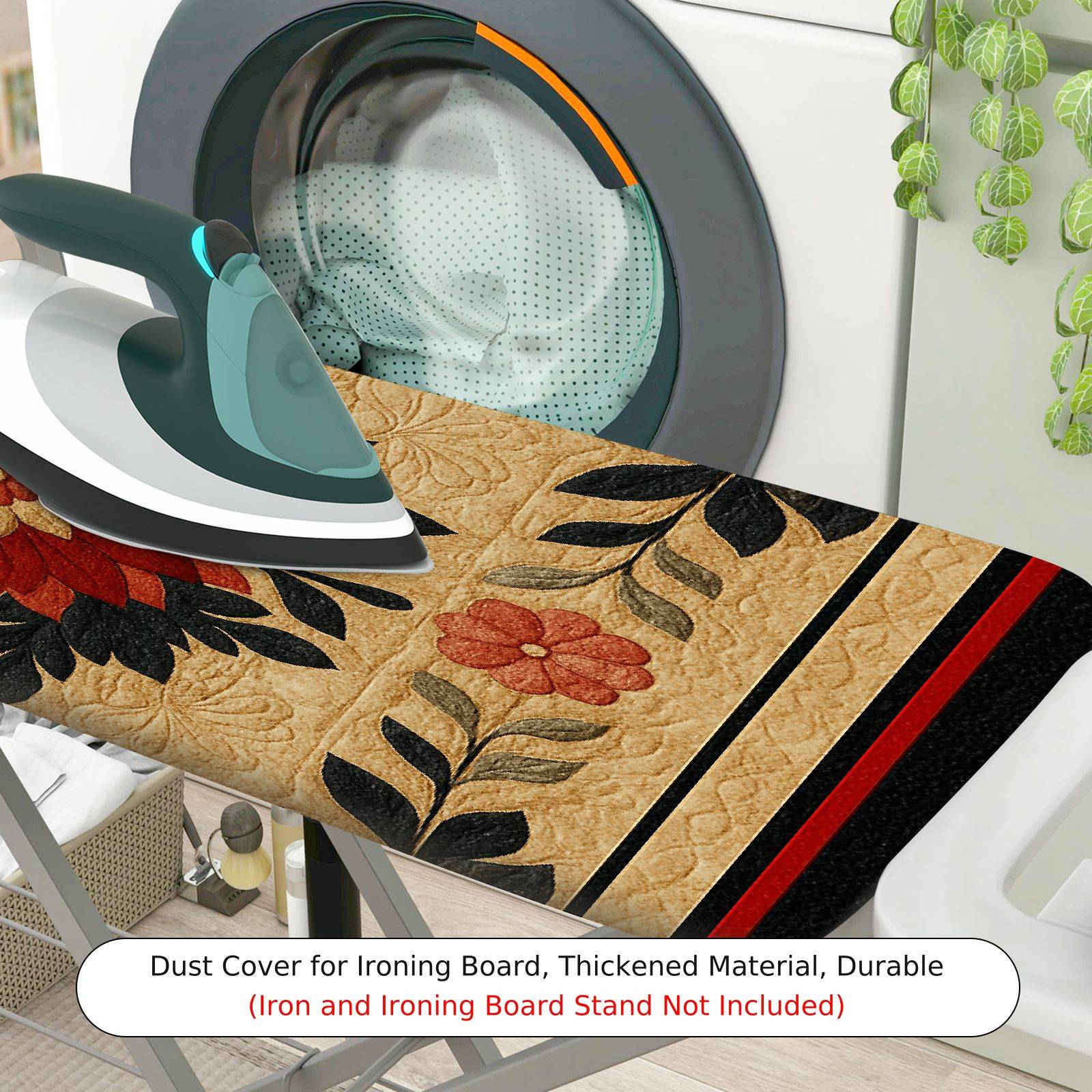 1-Piece Retro Floral Classic  Ironing Board Cover, Universal Size, Without Board