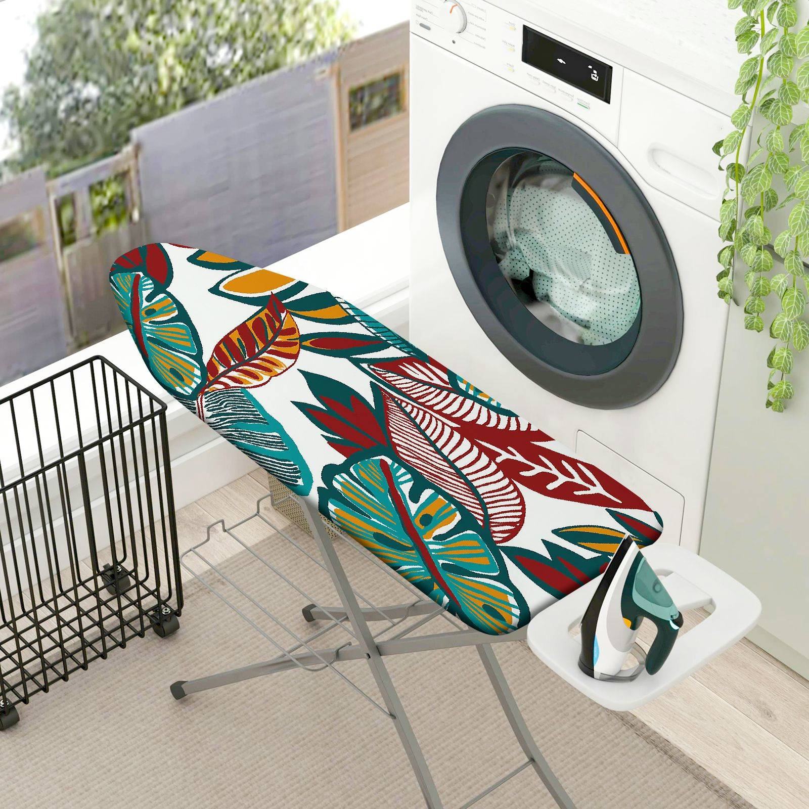 1-Piece Leaves Floral Tropical  Ironing Board Cover, Universal Size, Without Board