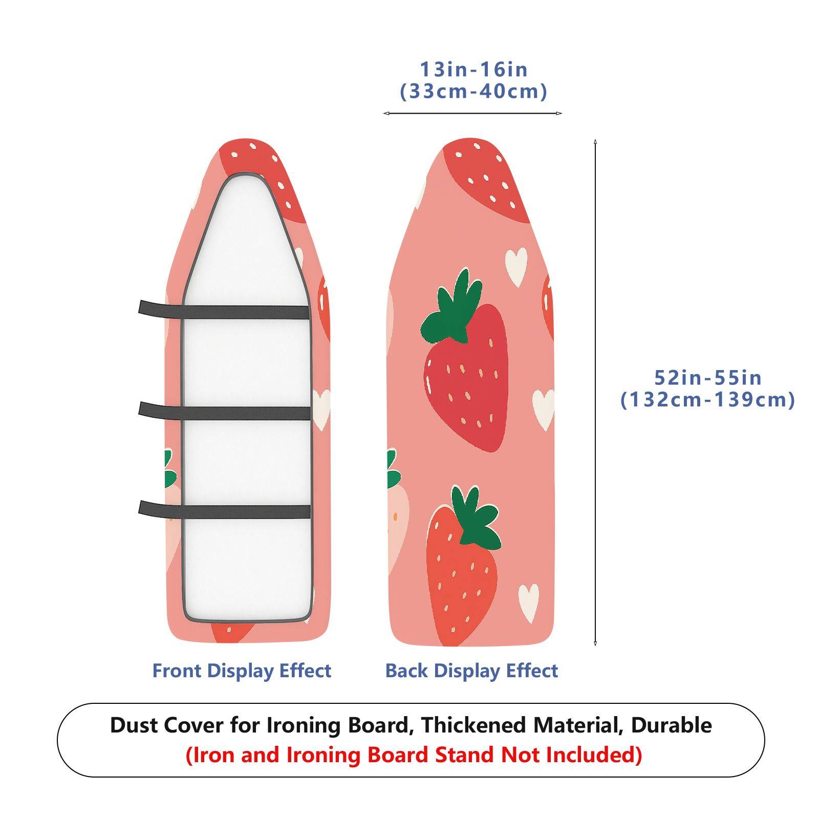 1-Piece Strawberry Heart Pink  Ironing Board Cover, Universal Size, Without Board